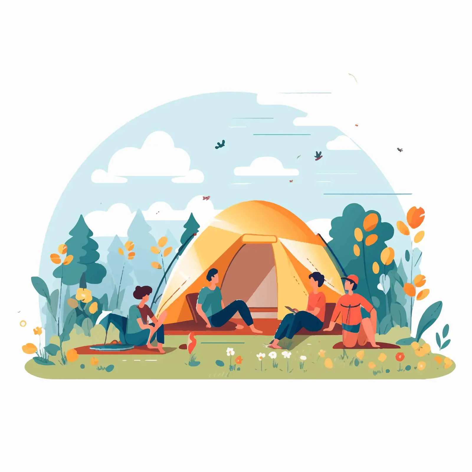 Characters Relaxing Outdoors in Park During Summer — free download from Dotvec