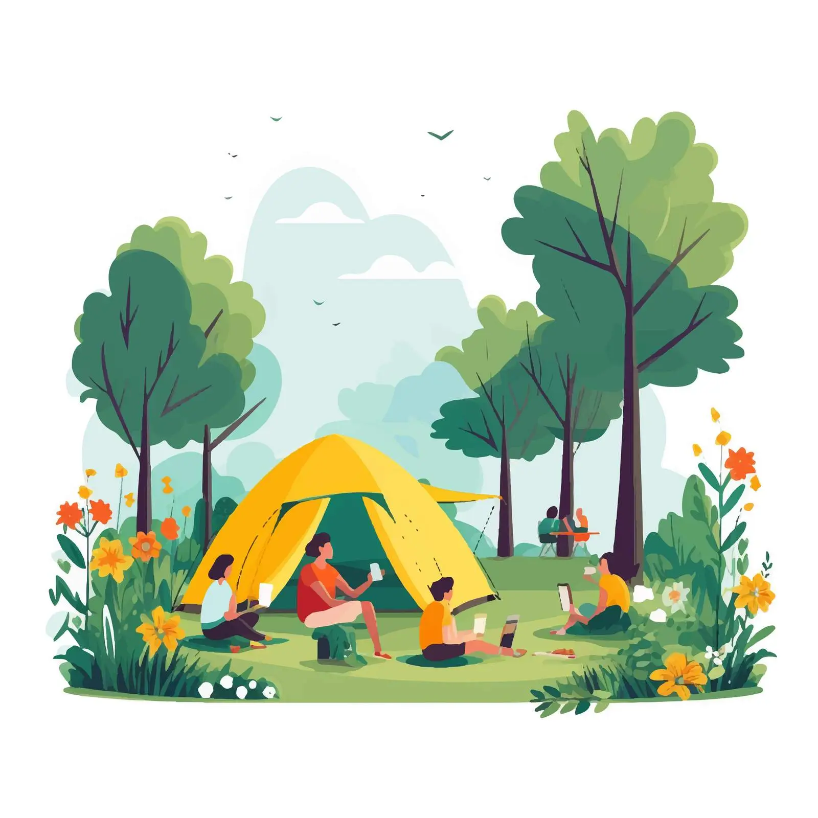 Characters Relaxing Outdoors in Park — free download from Dotvec