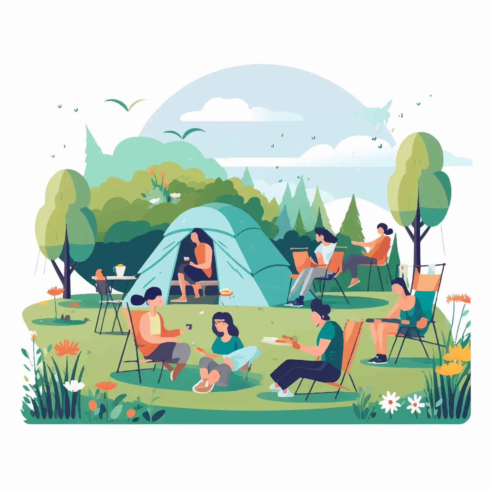 Relaxing Characters in Park During Summer Weekend — free download from Dotvec