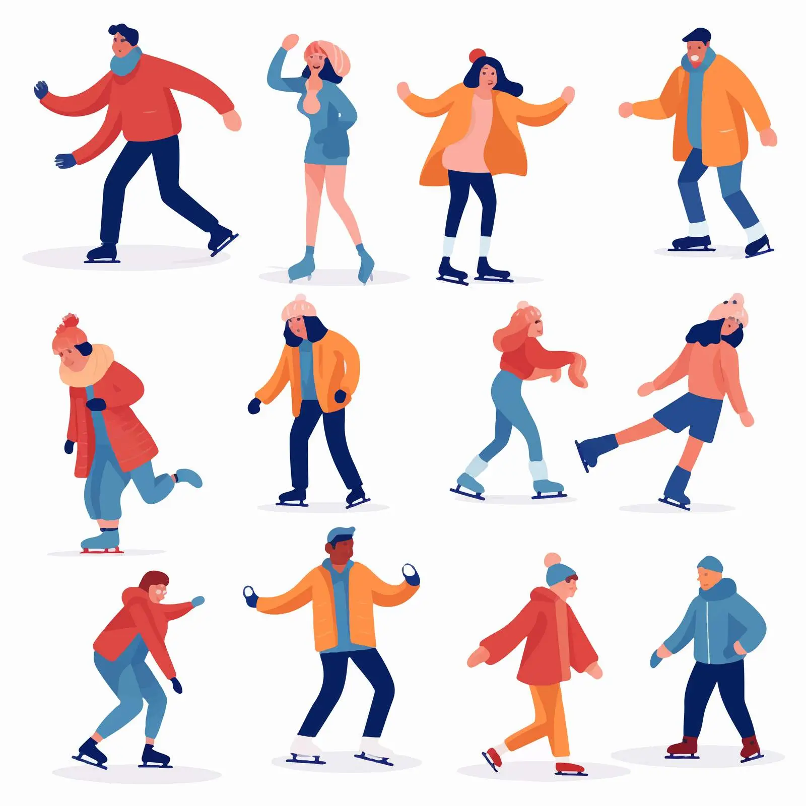 Active People Skating on Ice Rink Vector — free download from Dotvec