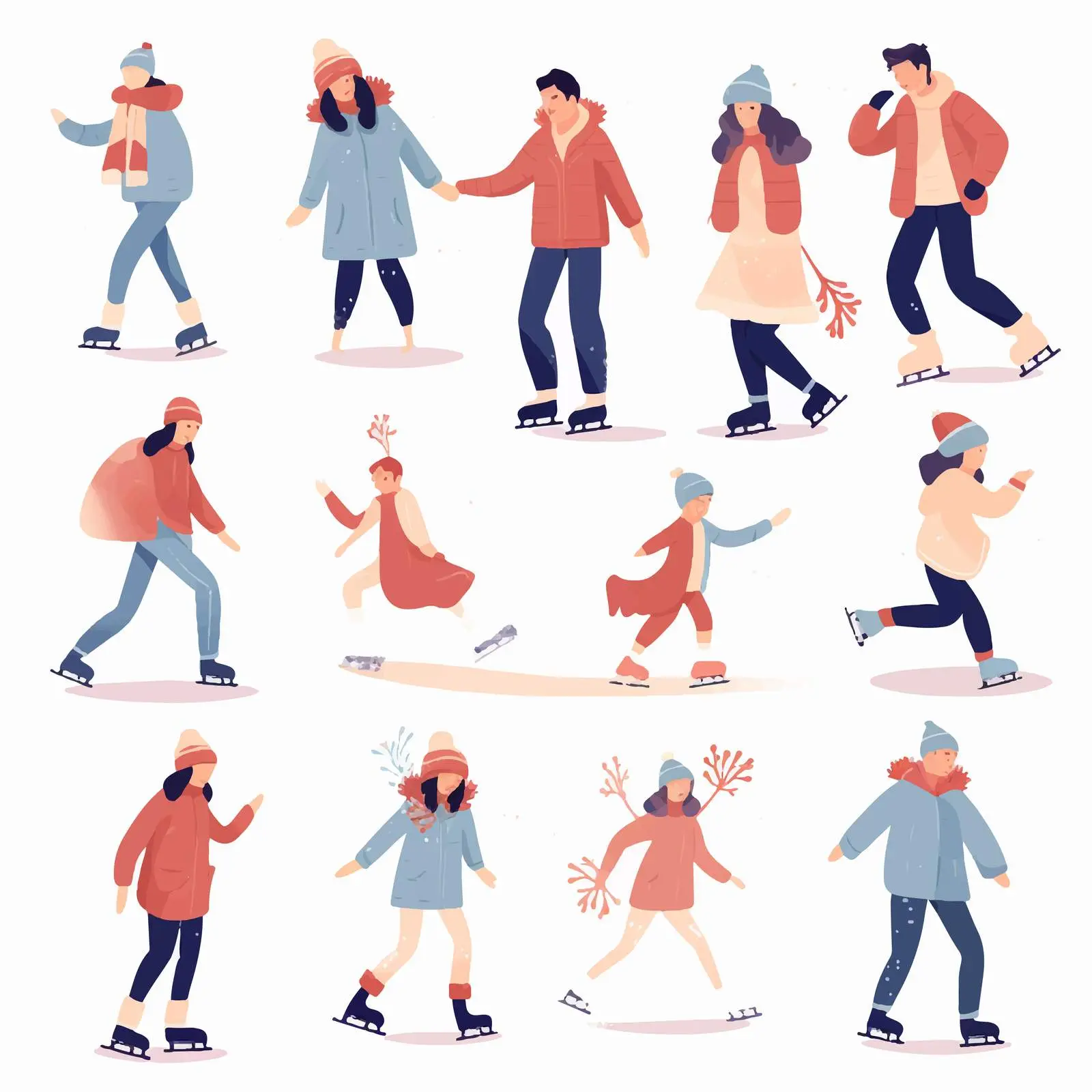 Active Characters Skating on Ice Rink — free download from Dotvec