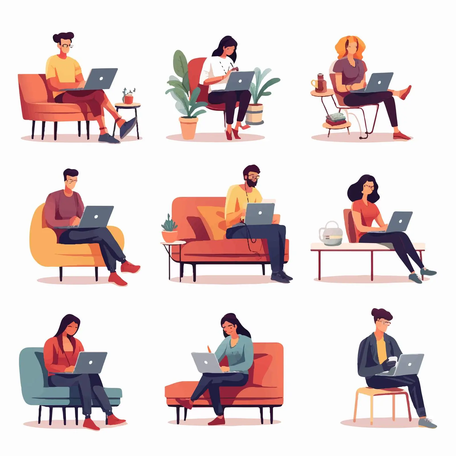 Online Characters Using Digital Devices — free download from Dotvec