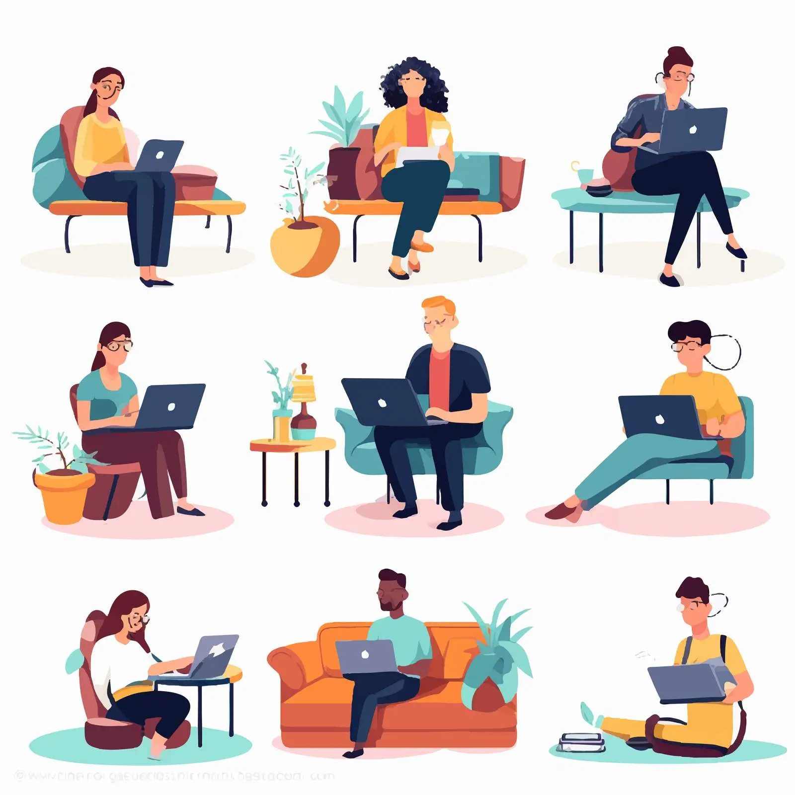 Online Characters Using Laptop and Mobile Devices — free download from Dotvec