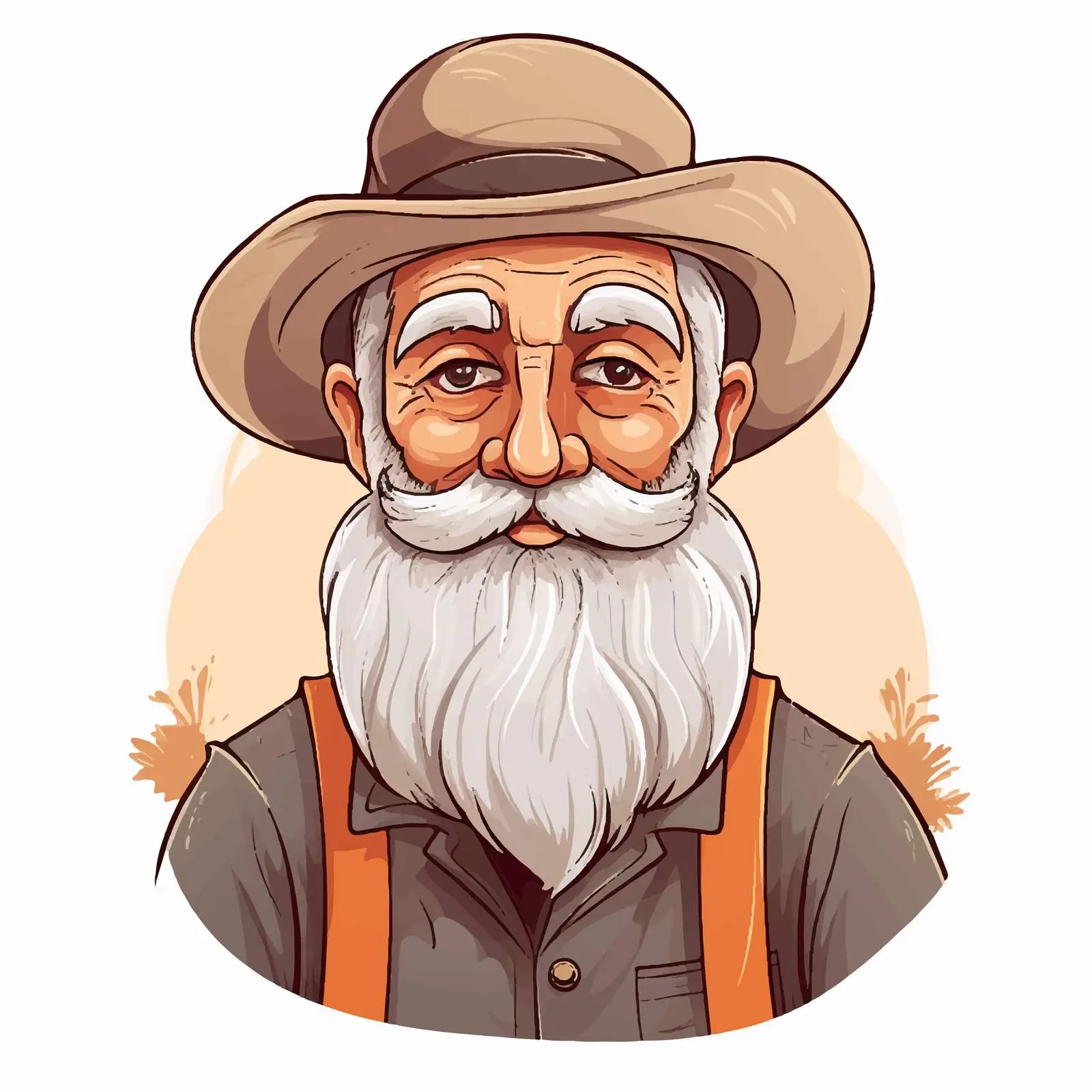 Elderly Farmer Cartoon Illustration with Beard — free download from Dotvec