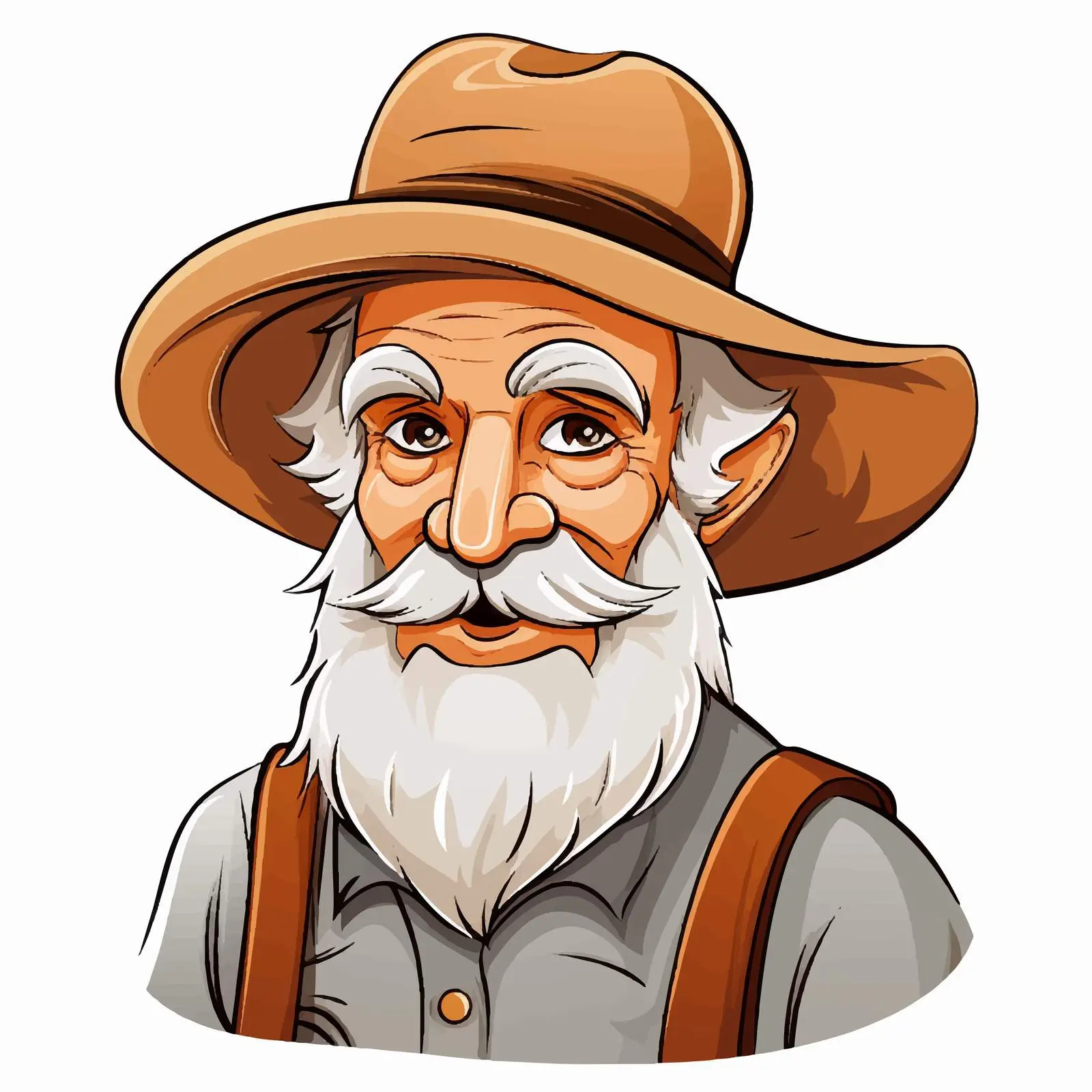 Elderly Farmer Cartoon Illustration with Beard – free farm scenery image from Dotvec