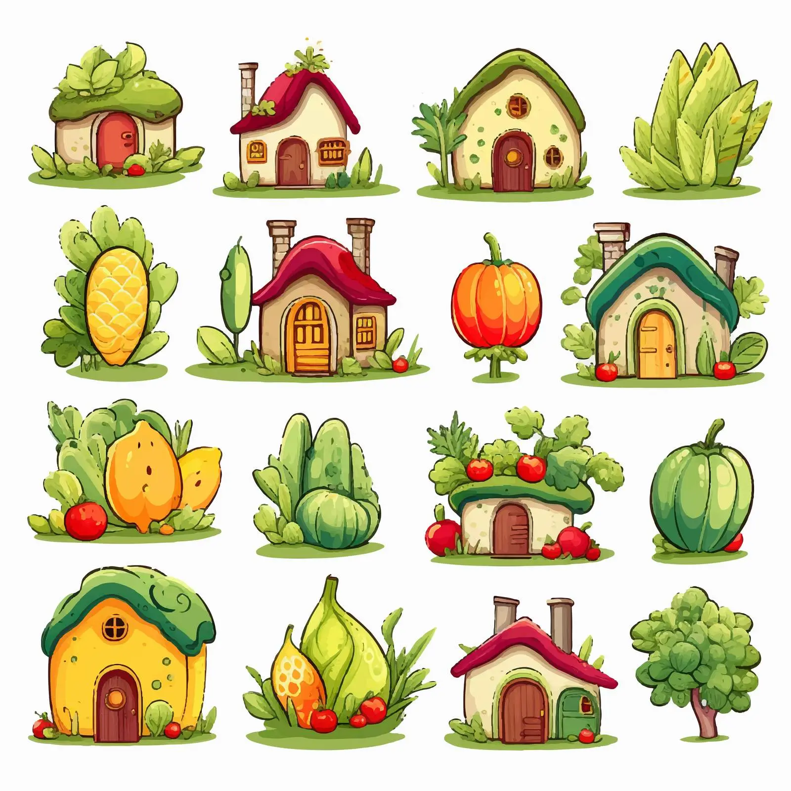 Charming Homes Inspired by Fruits and Vegetables — free download from Dotvec