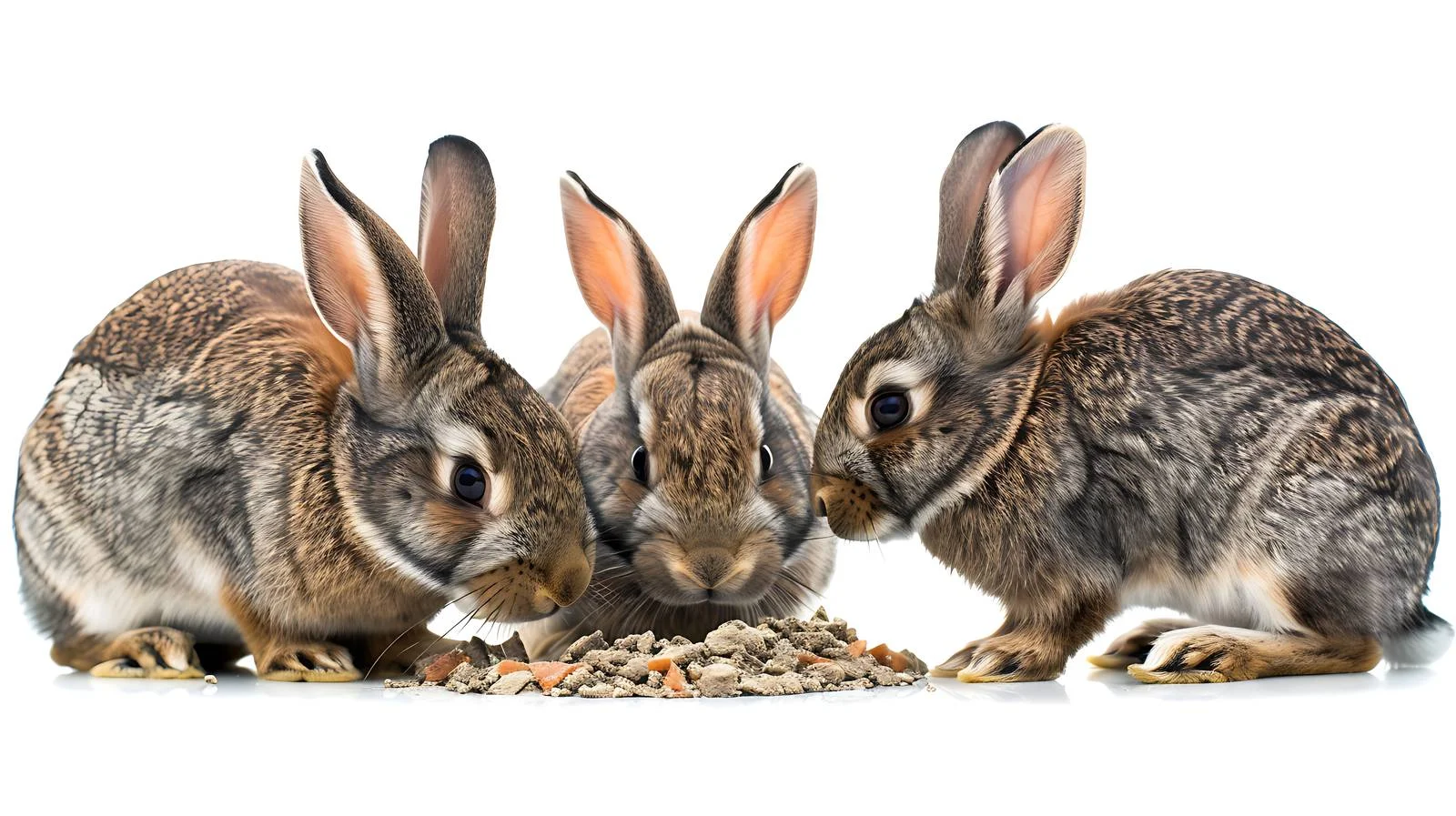 Rabbits Feeding Together Outdoors on Farm — free download from Dotvec