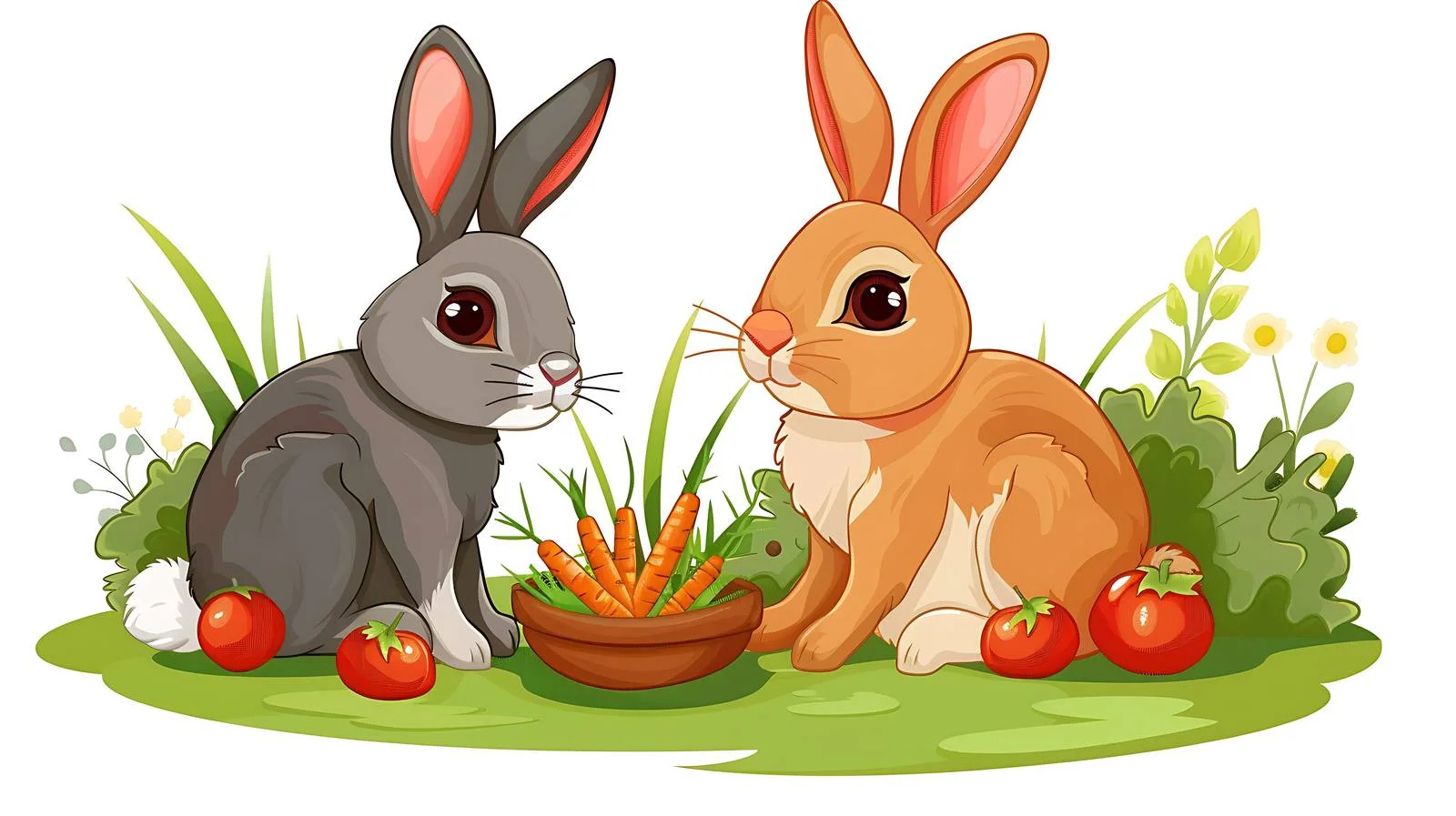Rabbits Farm Feeding Scene — free download from Dotvec