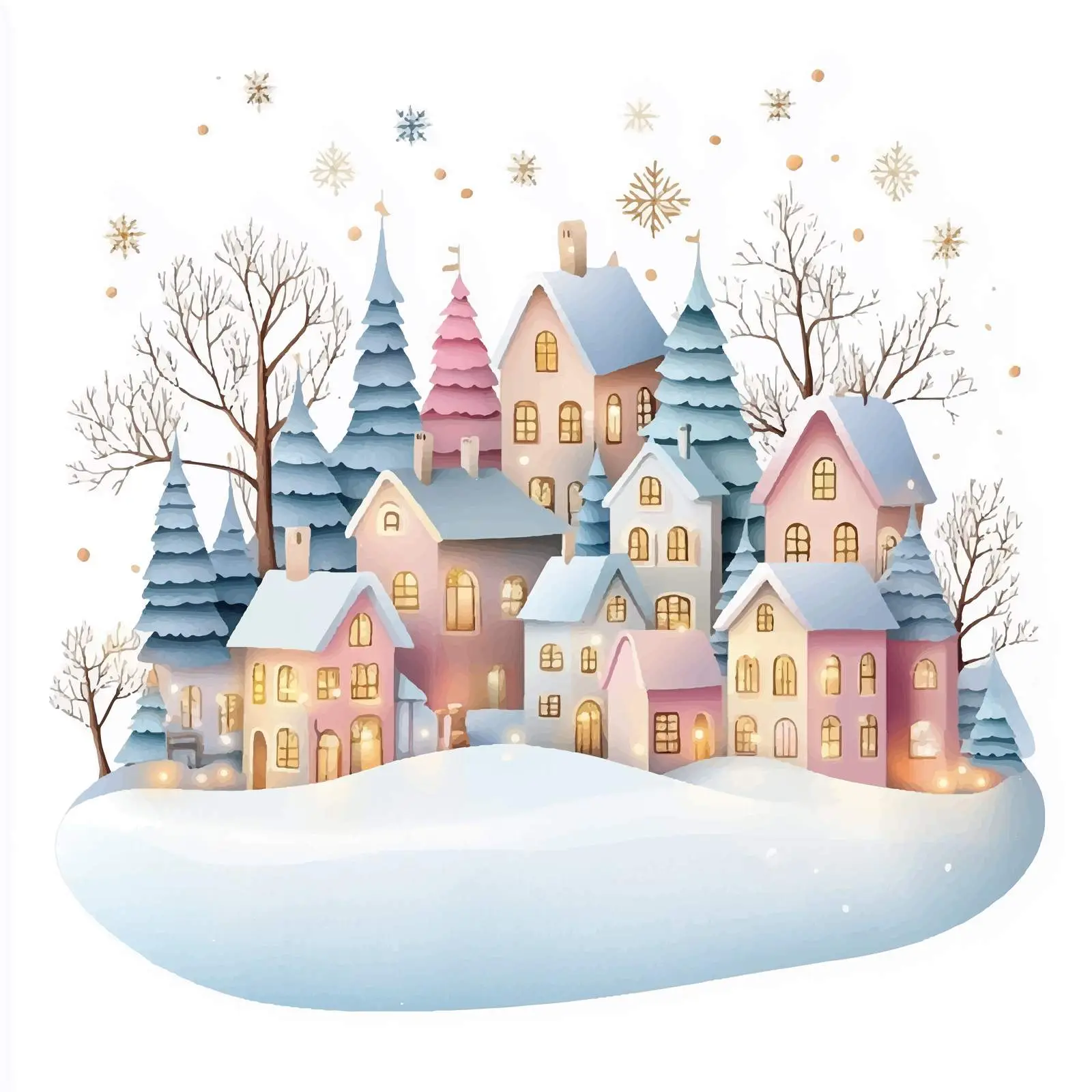 Charming Winter Paper Town Overview — free download from Dotvec
