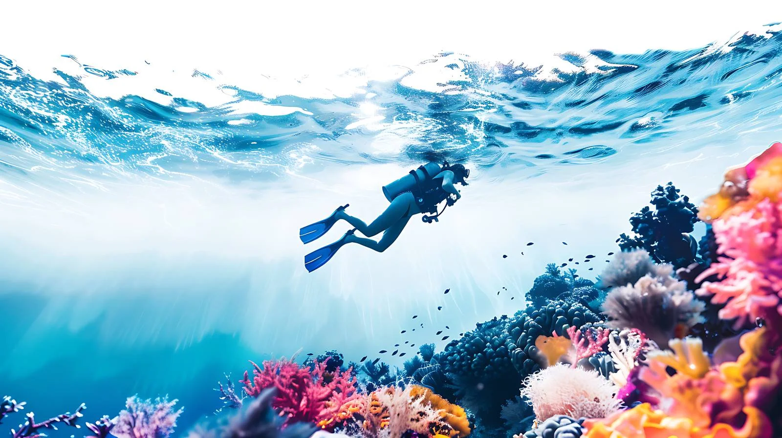 Pursuing Dreams Underwater on White Background — free download from Dotvec