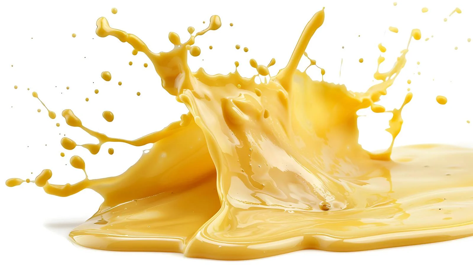 Gourmet Cheddar Sauce Splatters on White – free splatter image from Dotvec