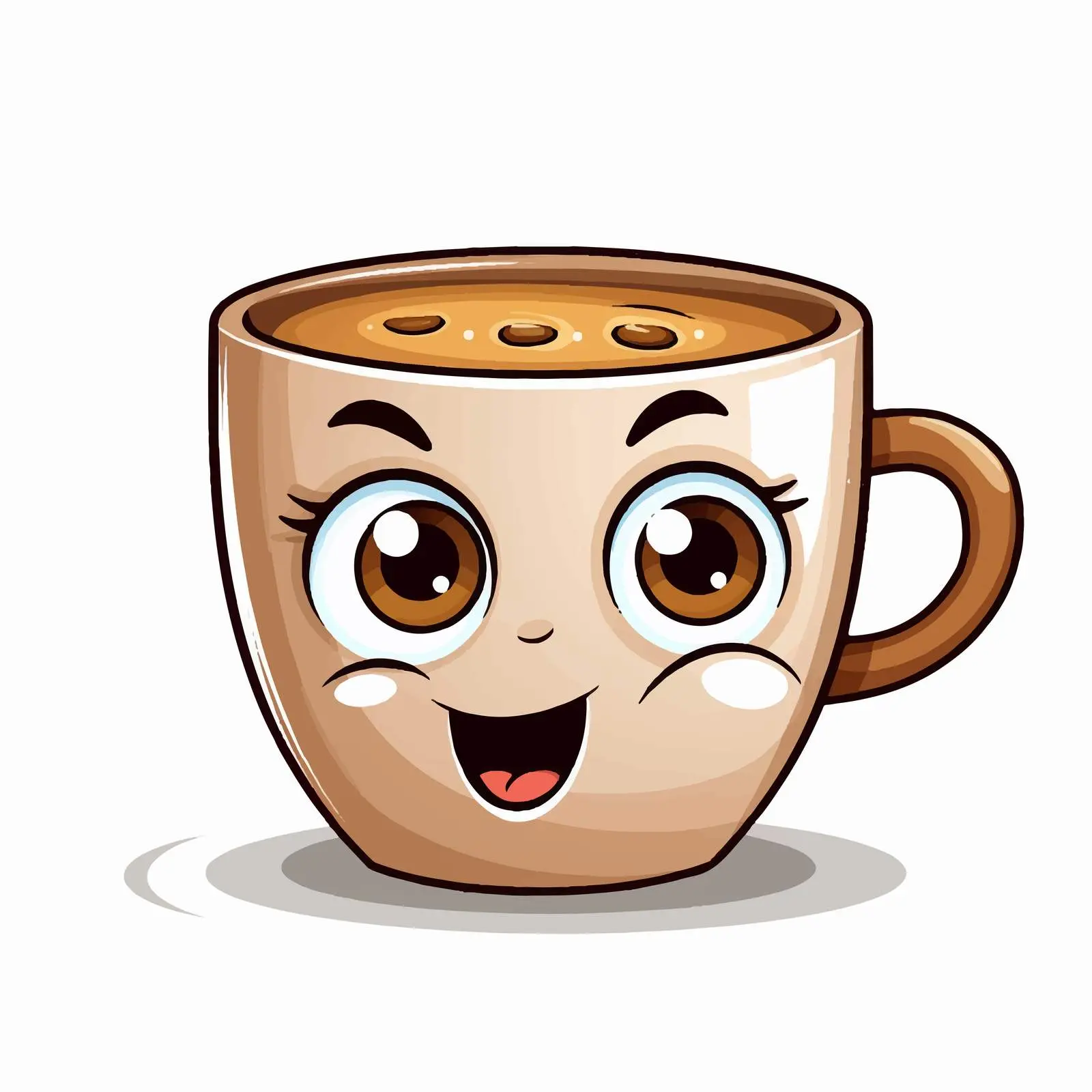 Cheerful Animated Coffee Cup with Big Eyes — free download from Dotvec