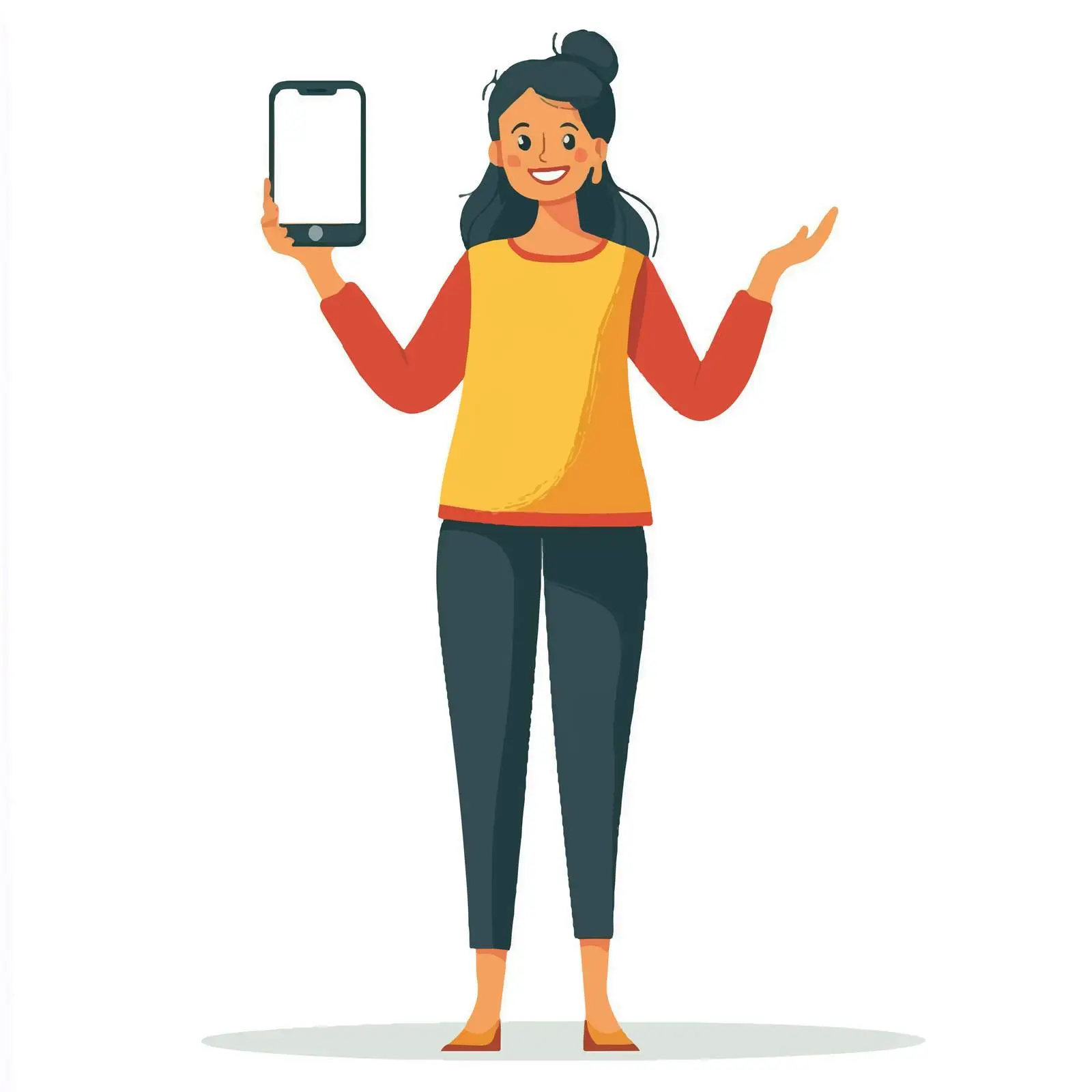 Cheerful Young Woman Raising Hand — free download from Dotvec