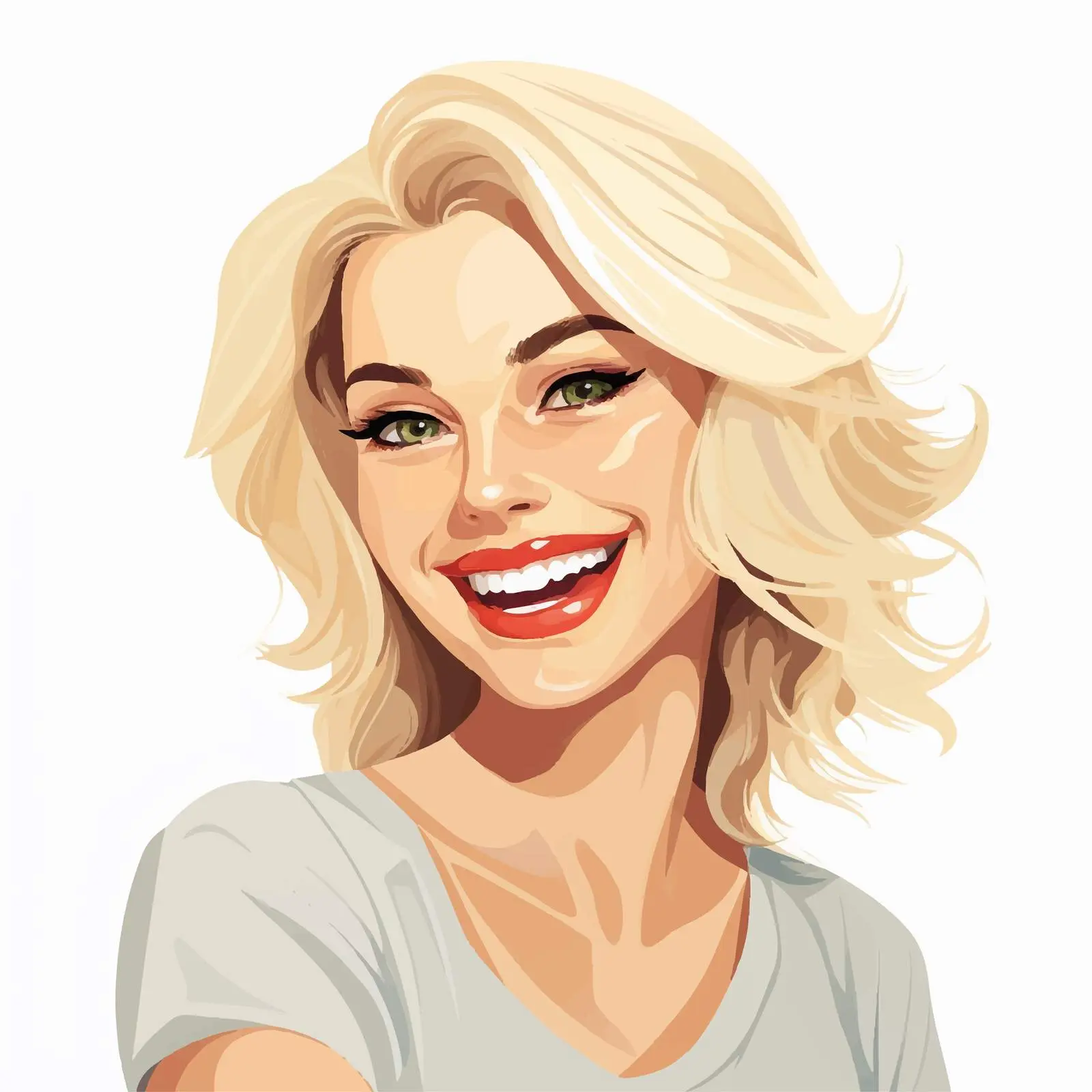 Cheerful Blonde Woman Vector Cartoon Illustration — free download from Dotvec
