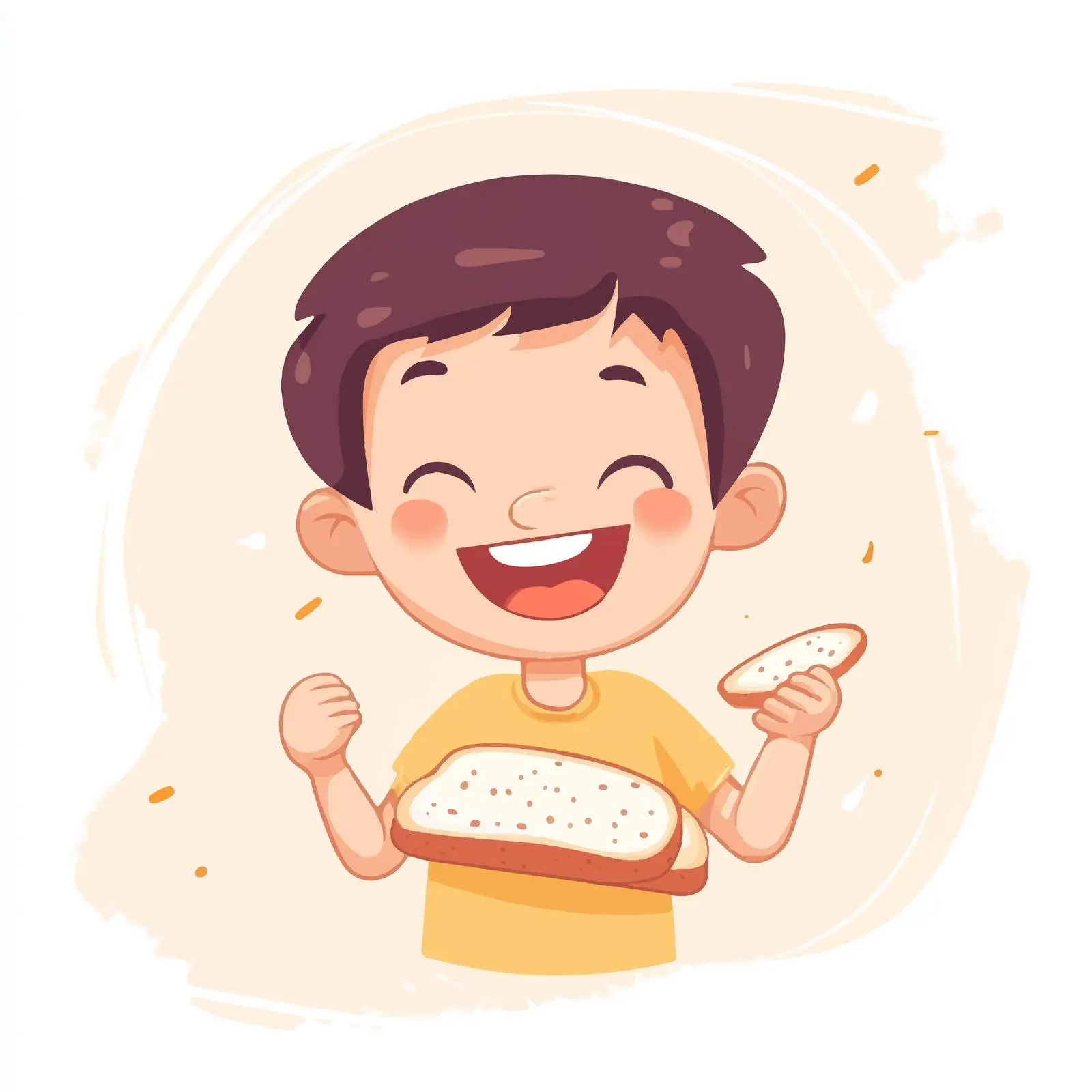 Cheerful Boy Enjoying Bread Vector Art — free download from Dotvec