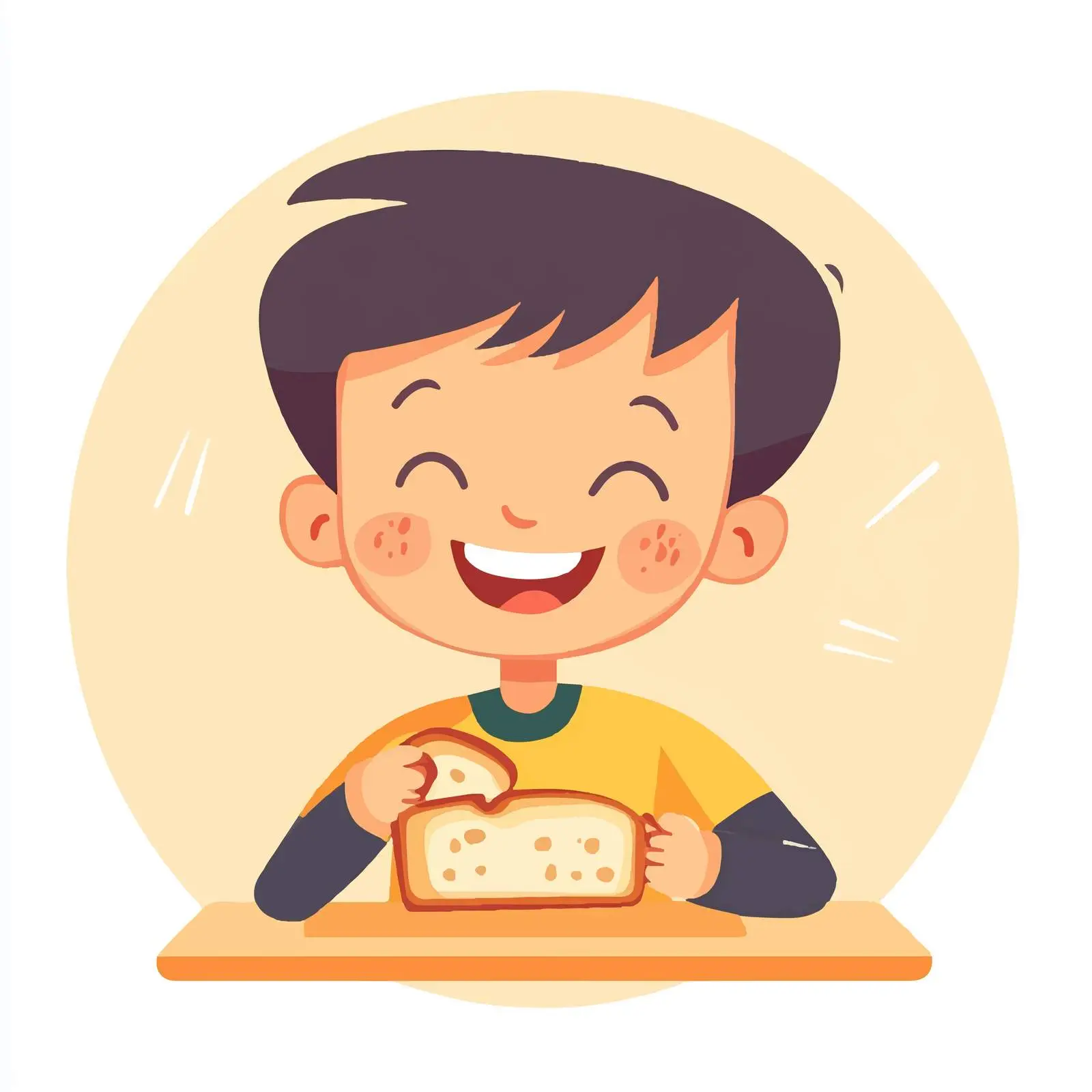 Cheerful Boy Enjoying Bread Vector — free download from Dotvec