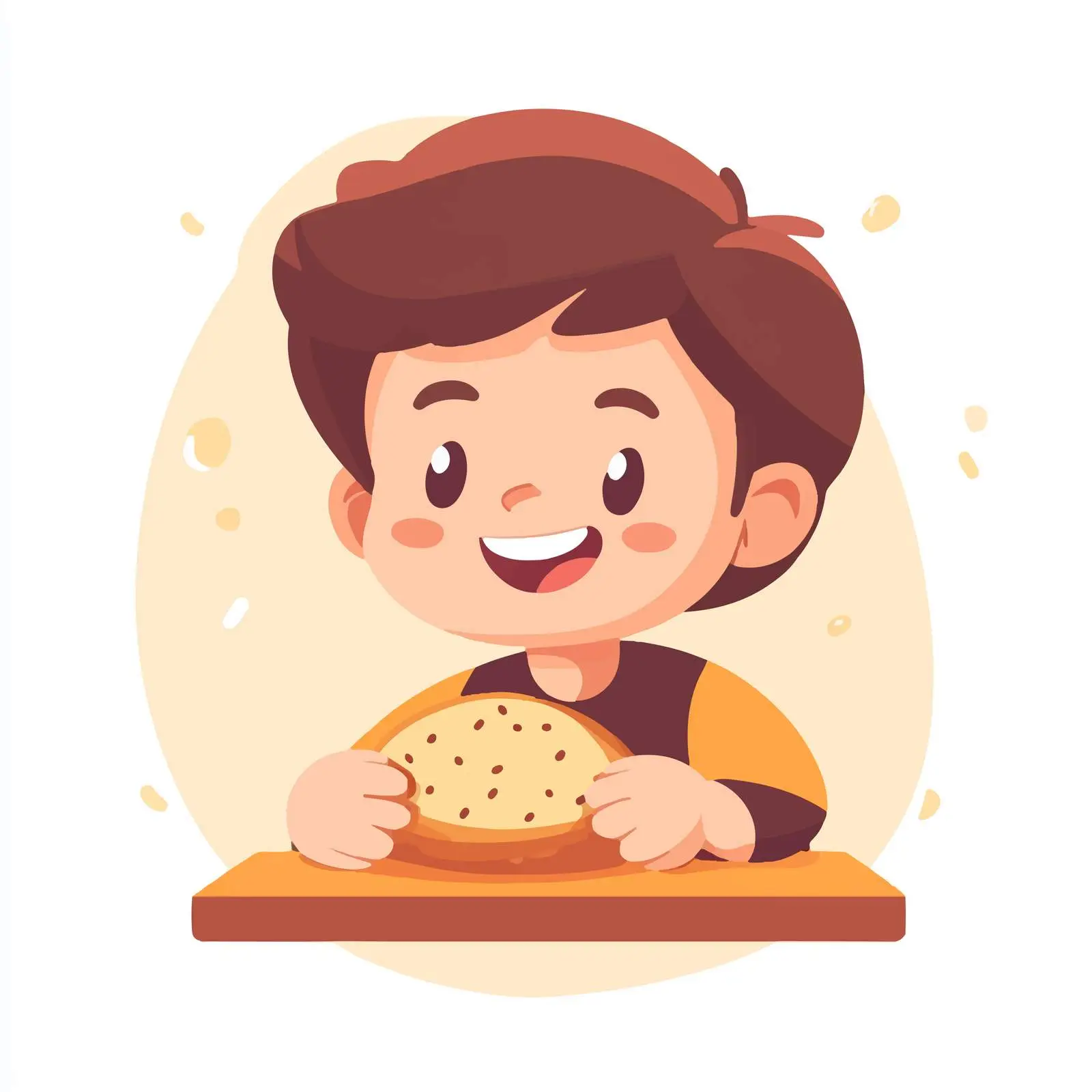 Cheerful Boy Eating Bread Vector — free download from Dotvec