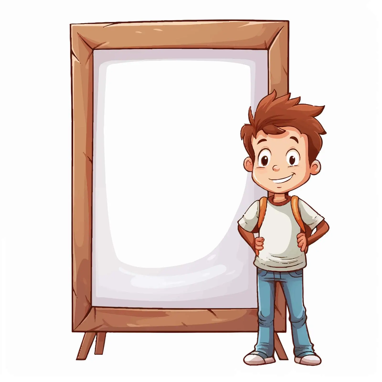 Cheerful Boy with Empty Frame Vector Illustration — free download from Dotvec