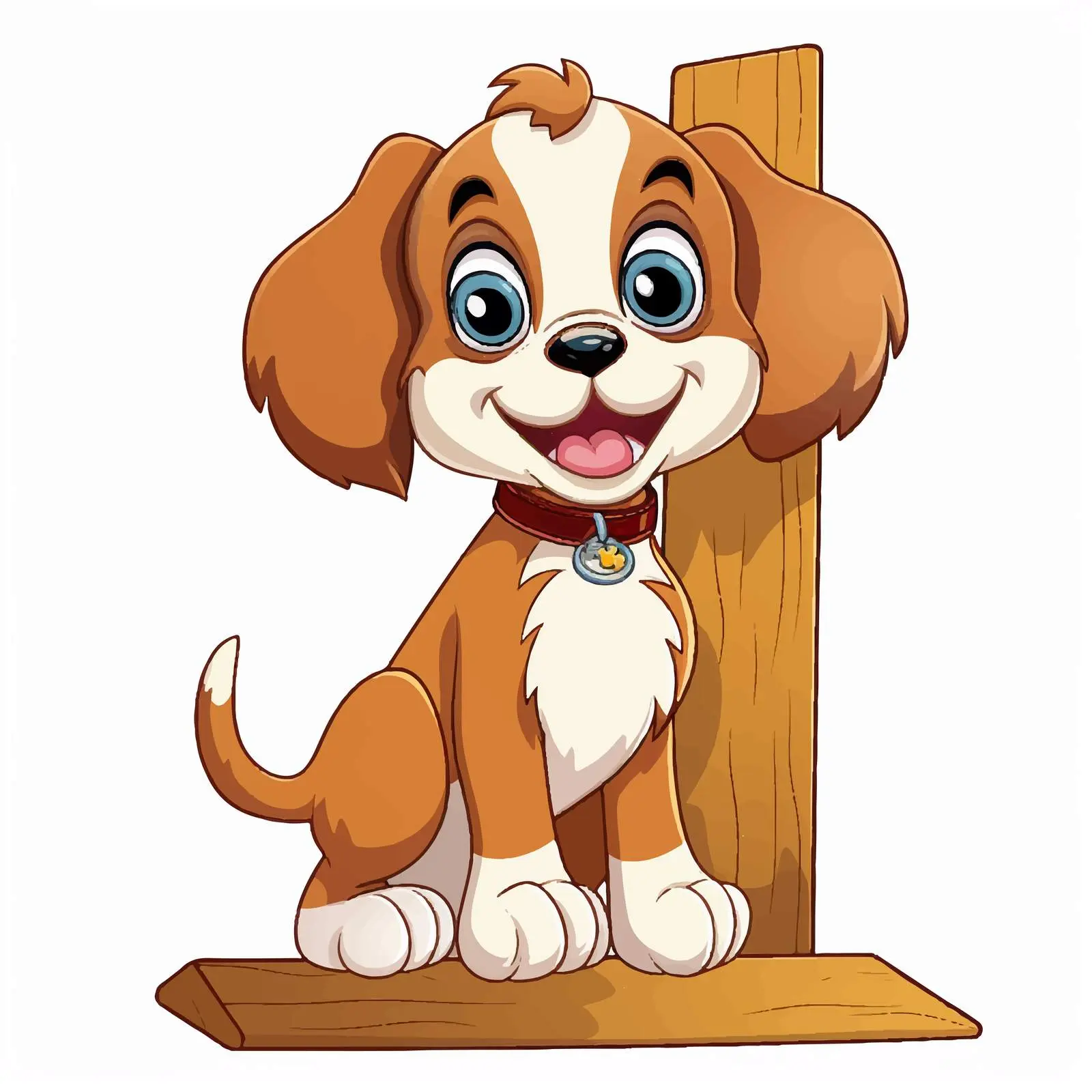 Cheerful Cartoon Dog Beside a Signboard – free vector pet image from Dotvec