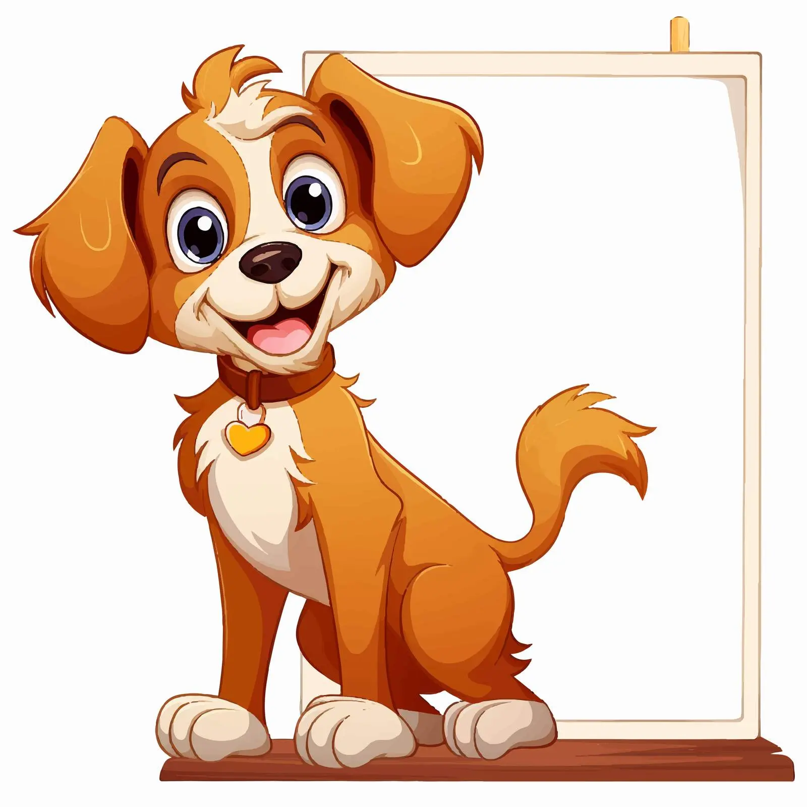 Cheerful Cartoon Dog with Signboard Vector – free signboard vector image from Dotvec