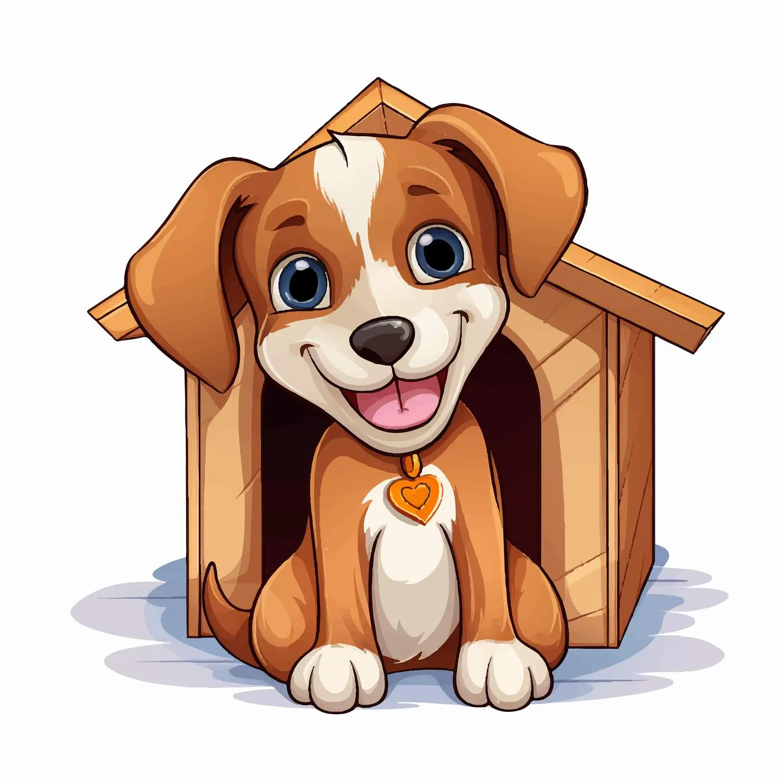 Cheerful Cartoon Puppy by Its Kennel — free download from Dotvec