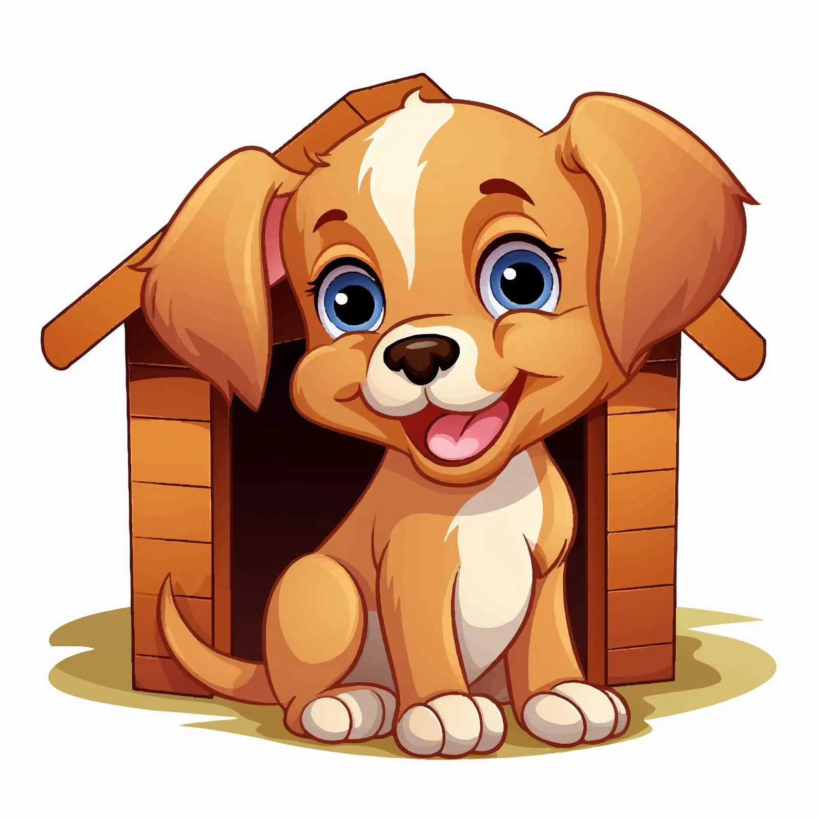 Cheerful Cartoon Puppy by Its Kennel — free download from Dotvec