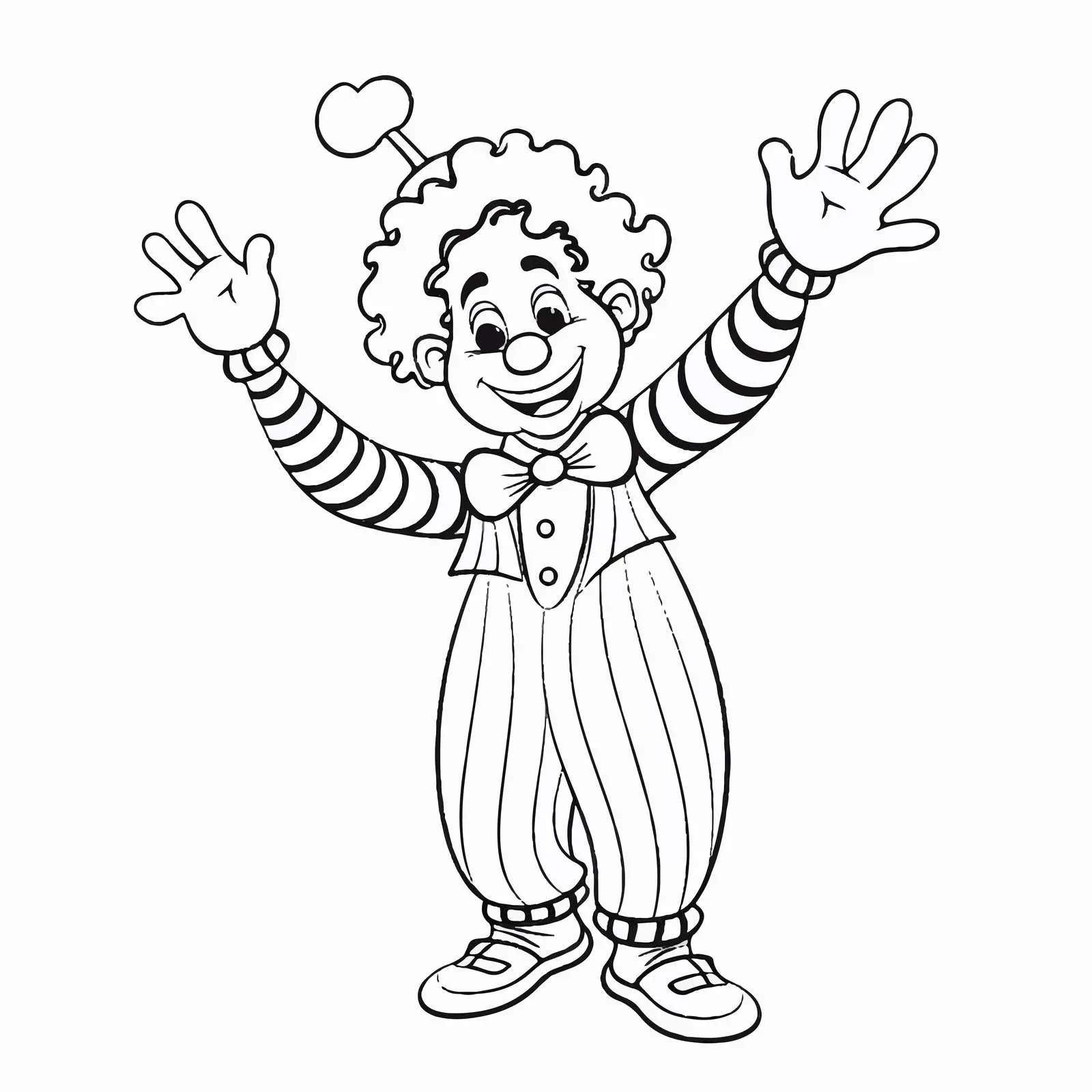 Cheerful Clown Waving Black and White Outline — free download from Dotvec