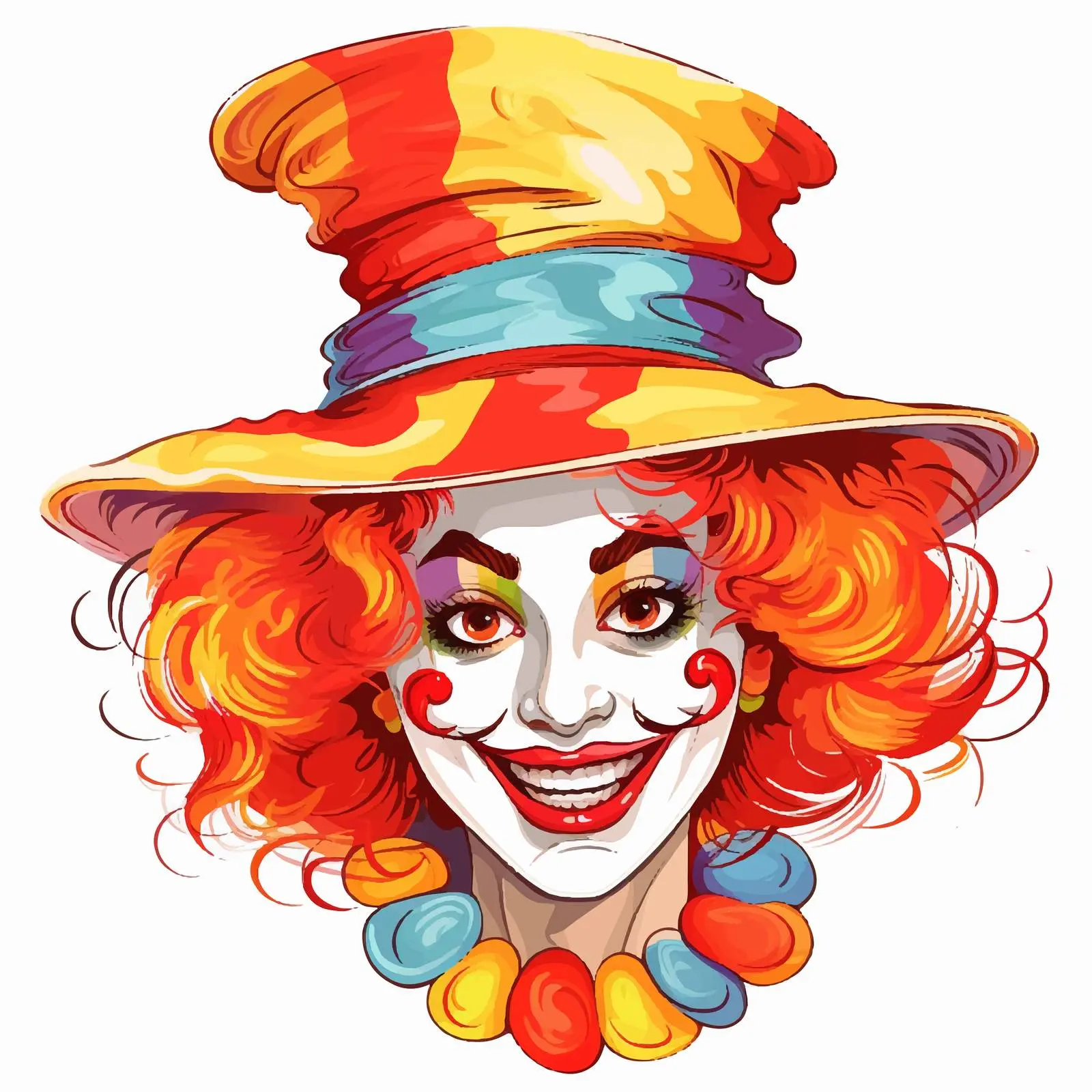Cheerful Clown with Bright Hat and Makeup Vector – free entertainment vector image from Dotvec