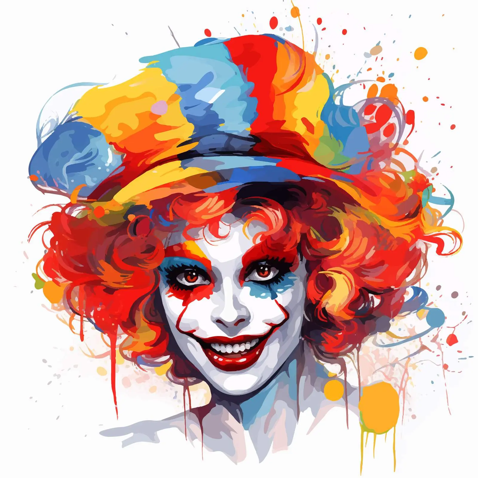 Cheerful Clown with Bright Hat and Makeup Vector – free performer image from Dotvec