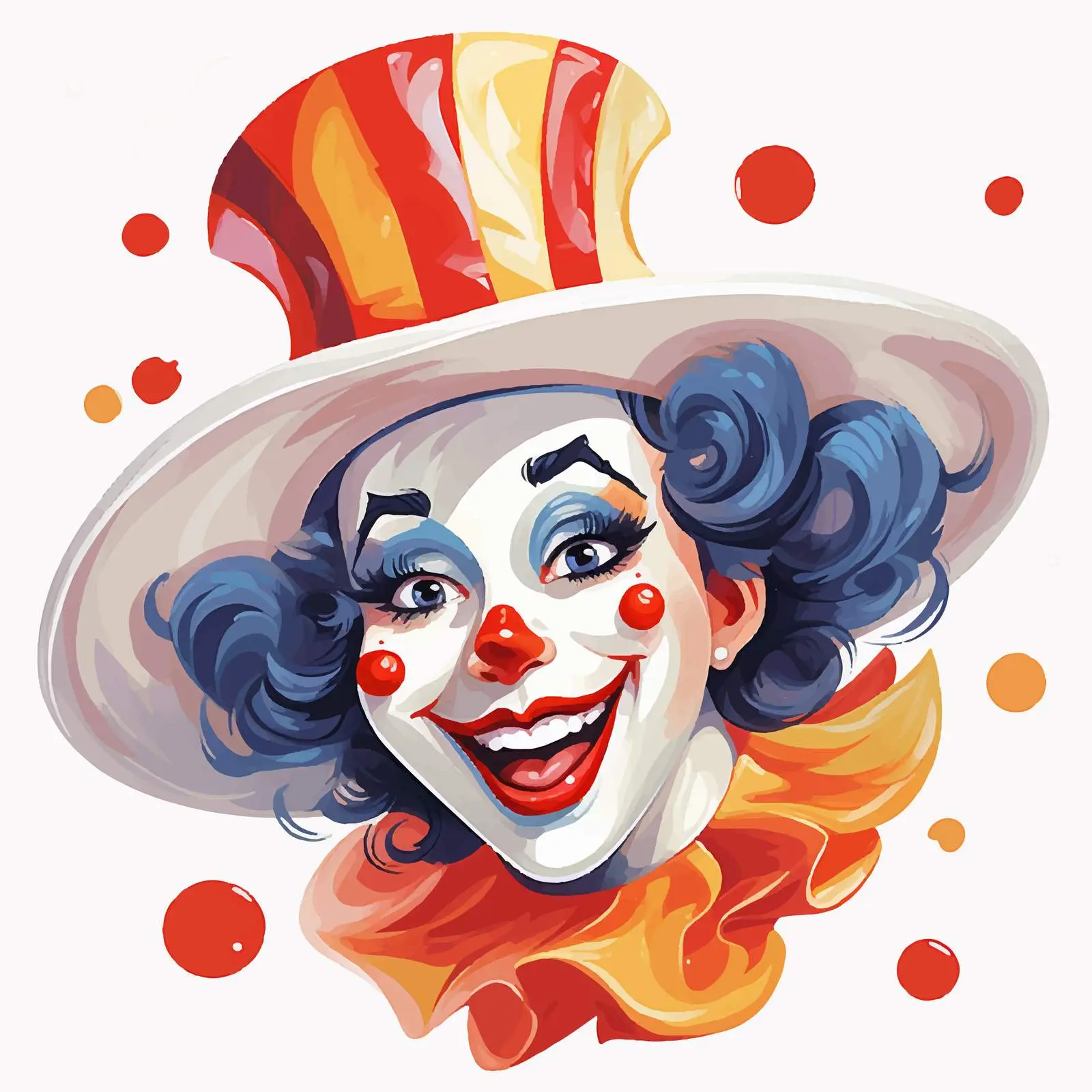 Cheerful Clown with Bright Hat Vector Art — free download from Dotvec