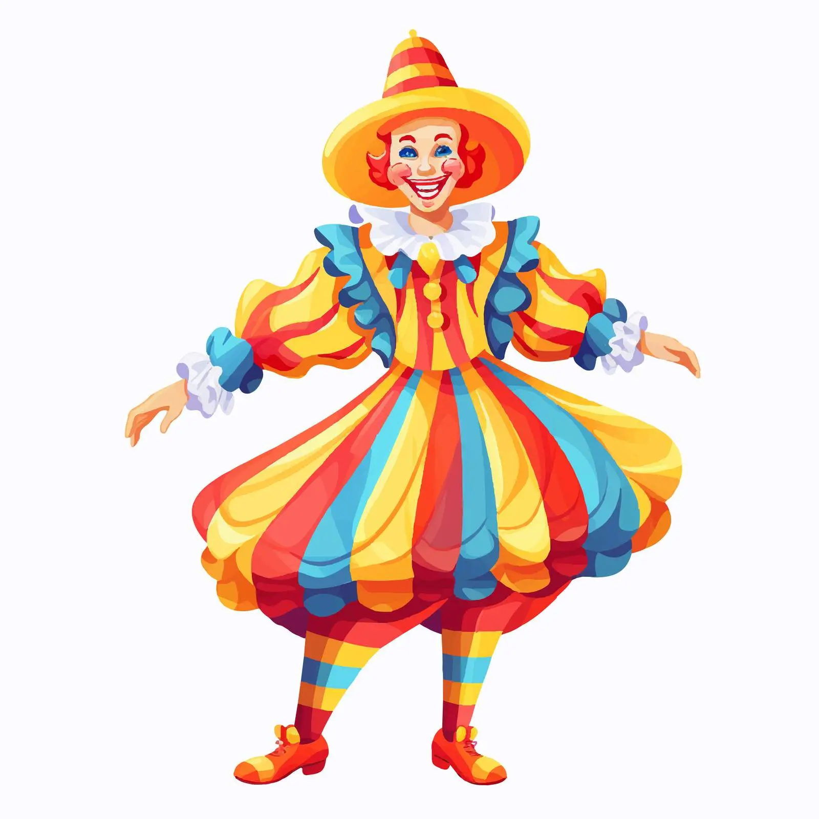 Cheerful Clown in Bright Outfit and Hat — free download from Dotvec