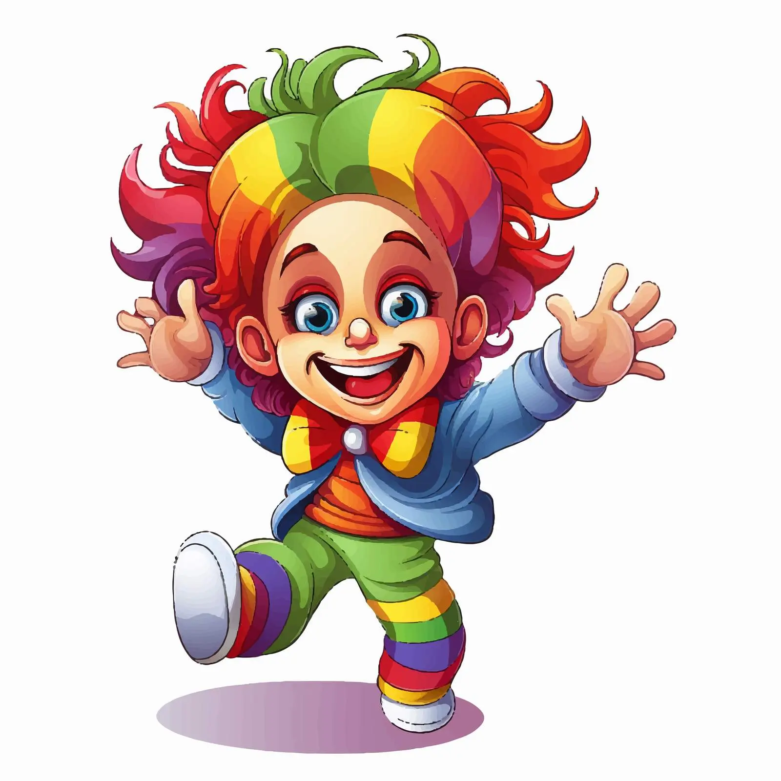 Cheerful Clown with Rainbow Hair Waving Happily — free download from Dotvec