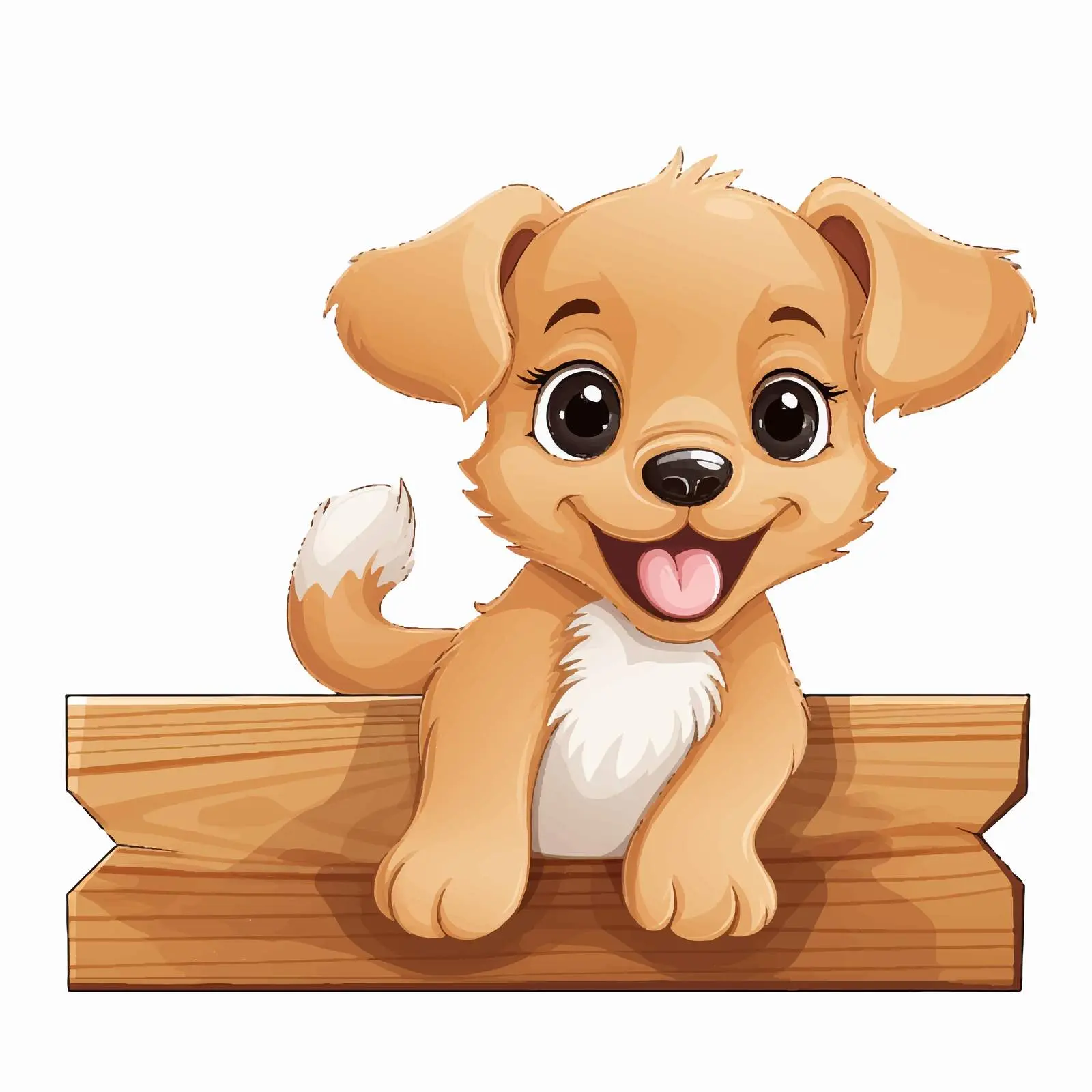 Cheerful Dog with Wooden Sign Vector — free download from Dotvec