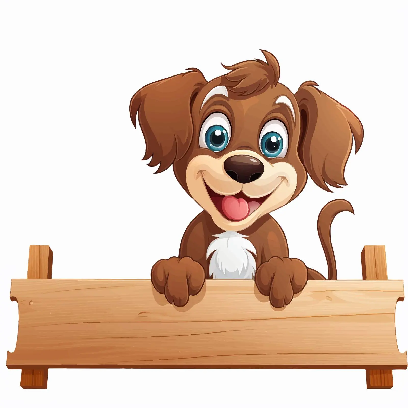 Cheerful Dog with Blank Wooden Sign Vector — free download from Dotvec
