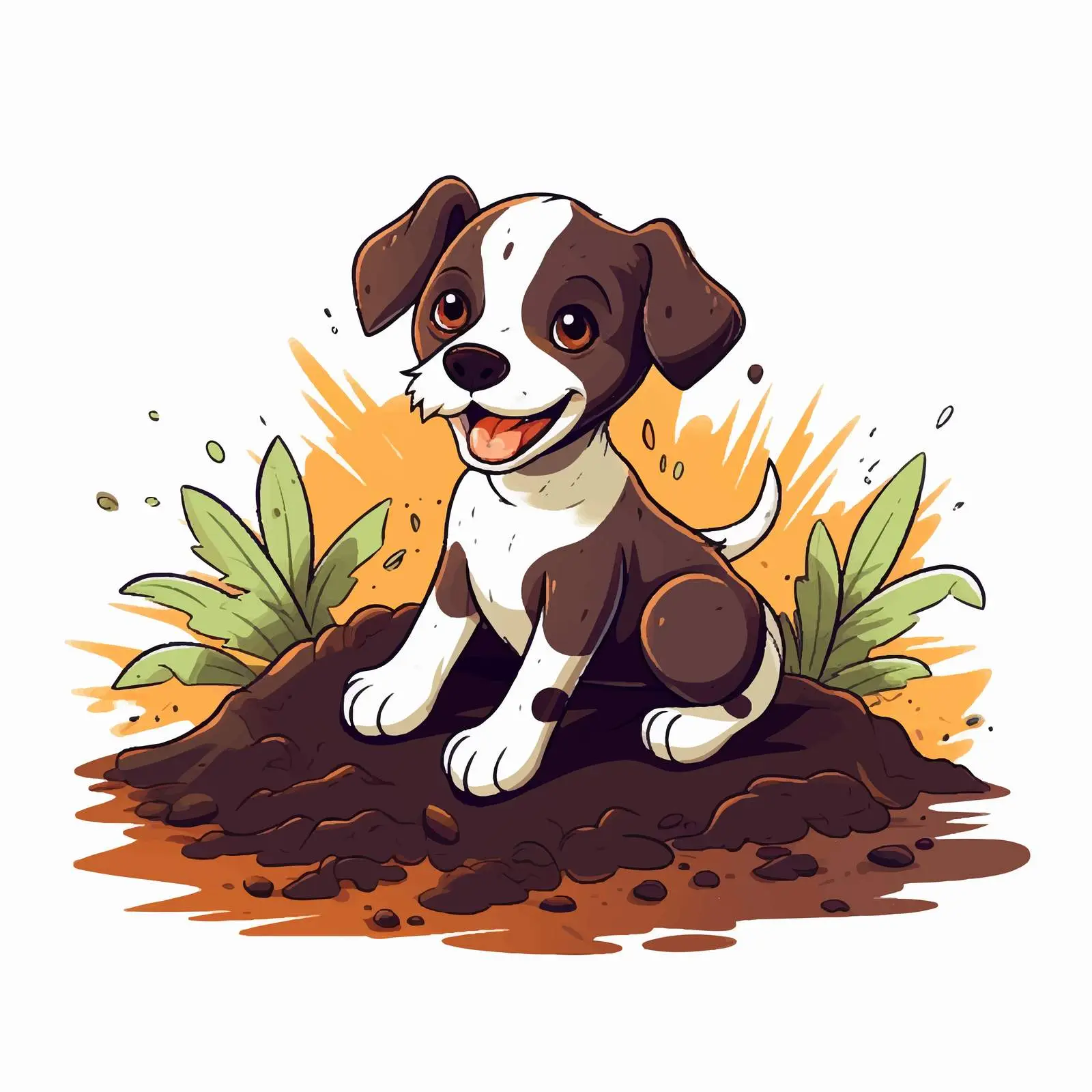 Cheerful Dog Digging Near Cultivated Plants — free download from Dotvec