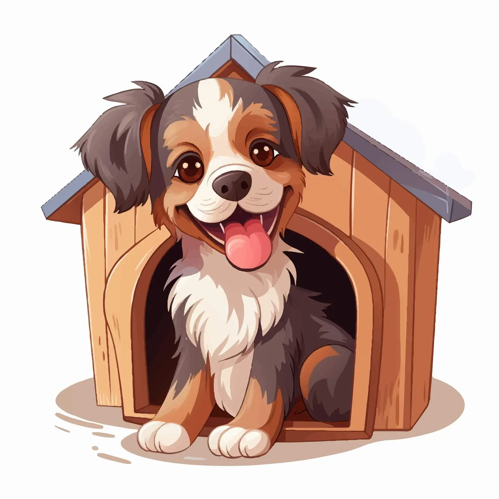 Cheerful Dog by its Kennel with a Bone — free download from Dotvec