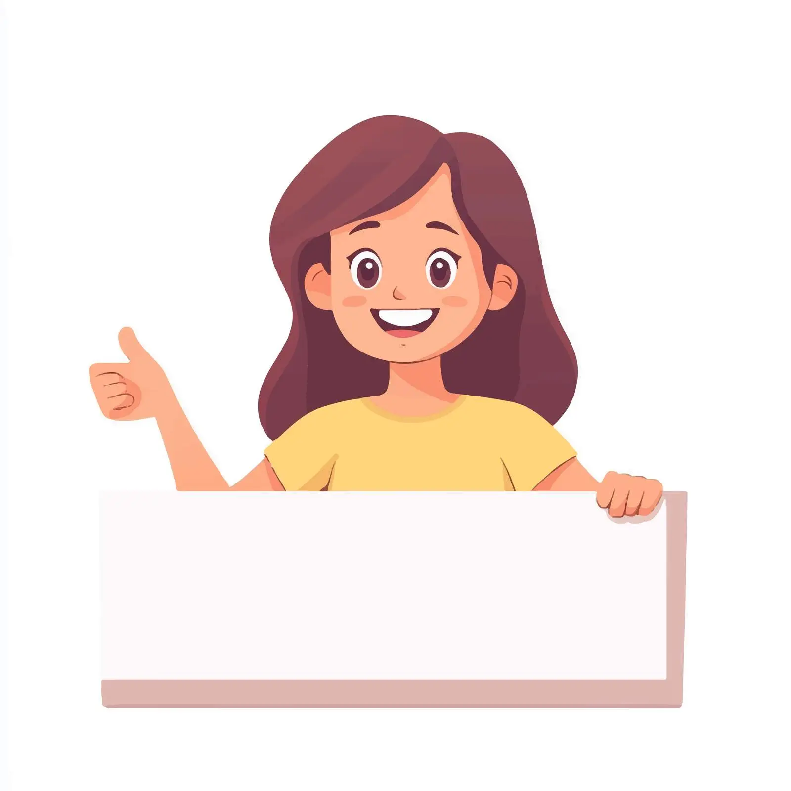 Cheerful Girl with White Banner — free download from Dotvec