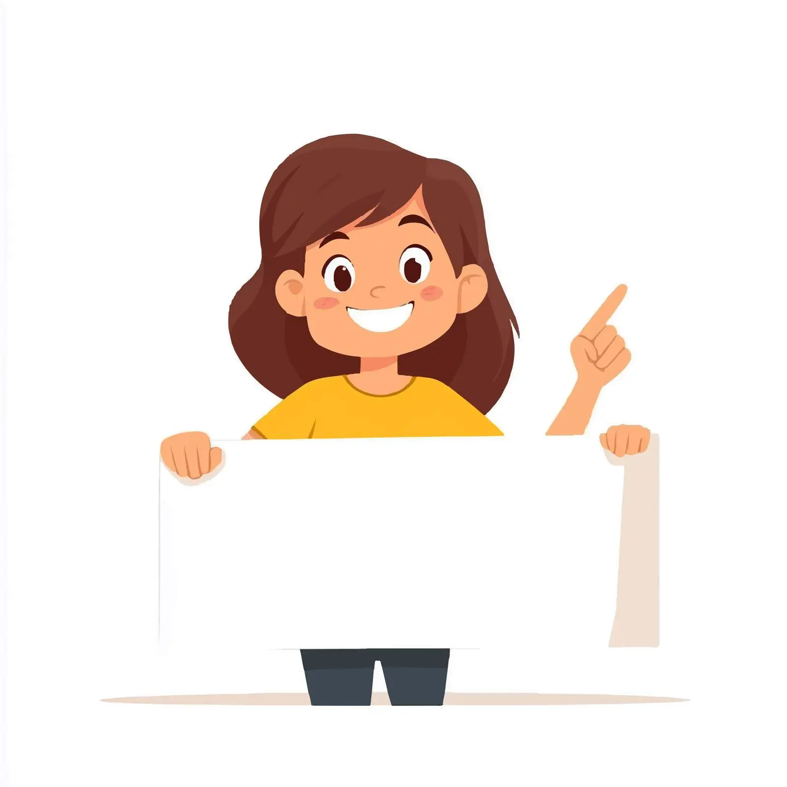 Cheerful Girl with Blank Banner — free download from Dotvec