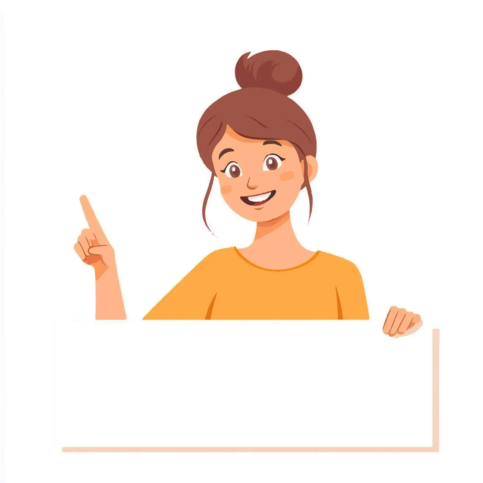 Cheerful Girl Behind White Banner — free download from Dotvec