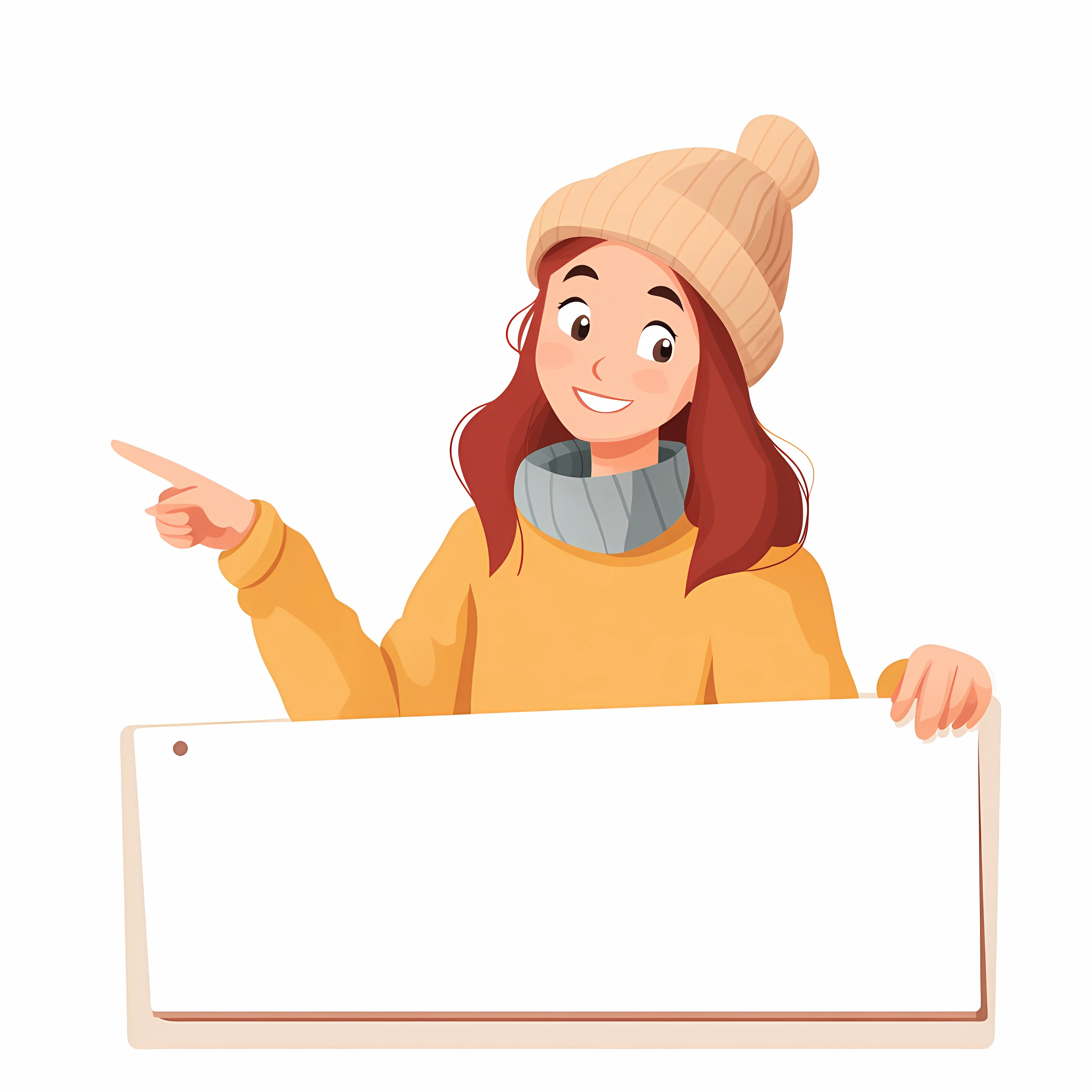 Cheerful Girl Holding Blank Banner — free download from Dotvec
