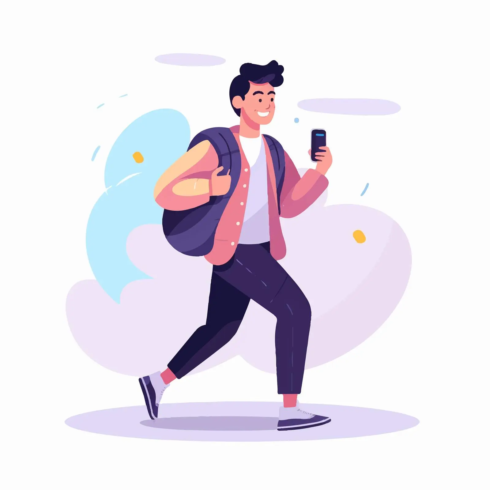 Cheerful Man Texting on Smartphone Vector — free download from Dotvec