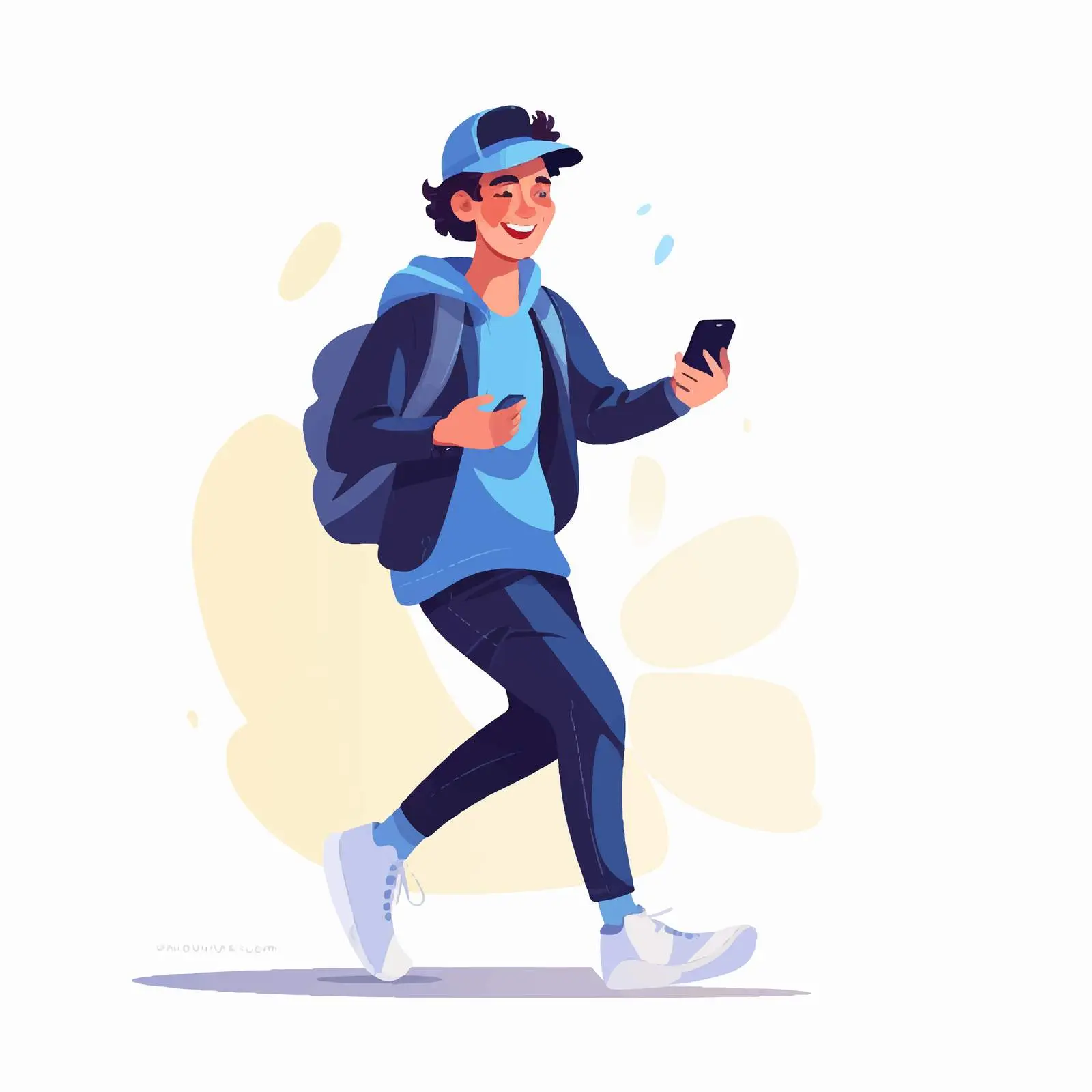 Cheerful Man Texting on Smartphone Vector — free download from Dotvec