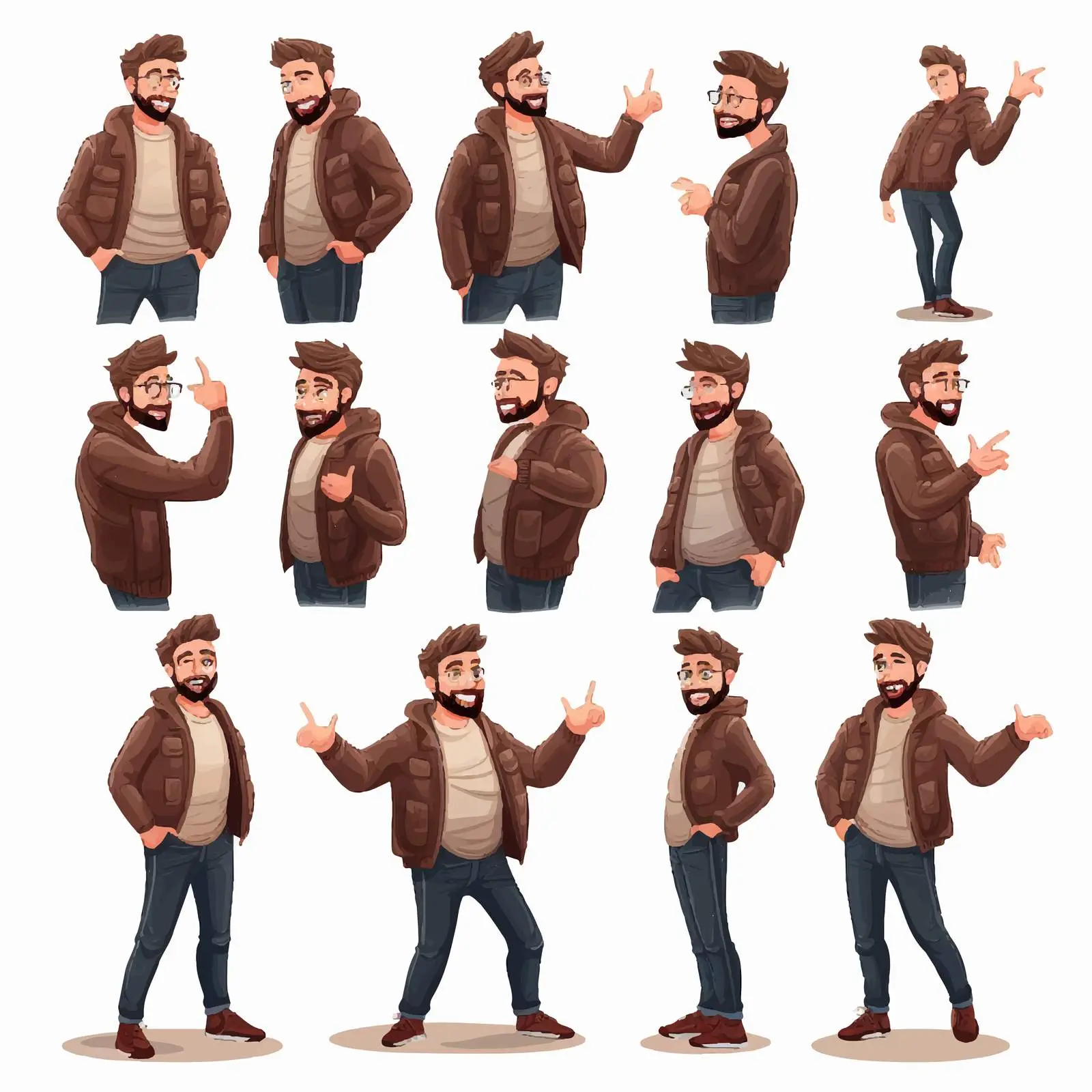 Cheerful Man with Stylish Hairstyle and Beard — free download from Dotvec