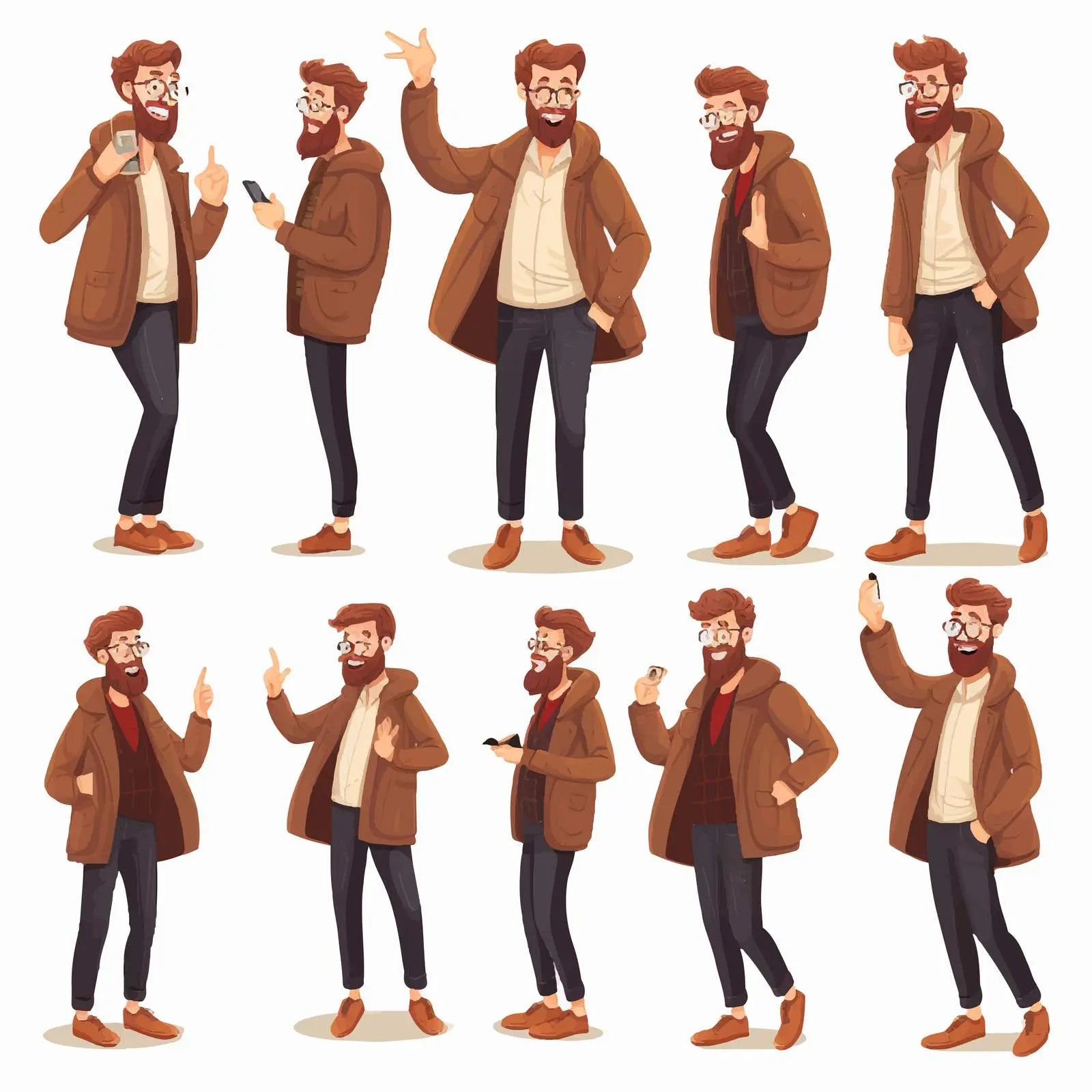 Stylish Cheerful Man with Beard and Hair — free download from Dotvec