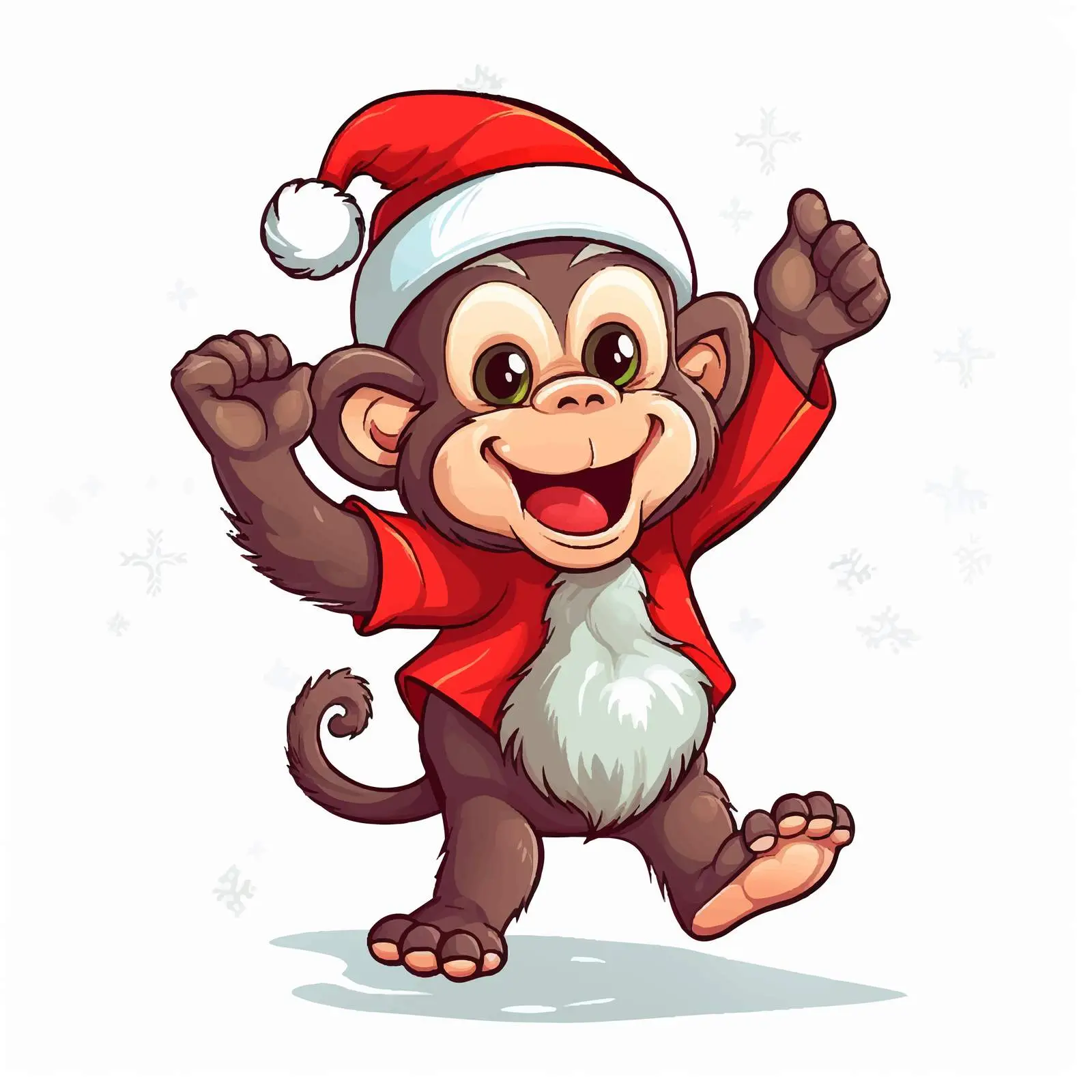 Cheerful Monkey Dancing in Santa Hat Vector — free download from Dotvec
