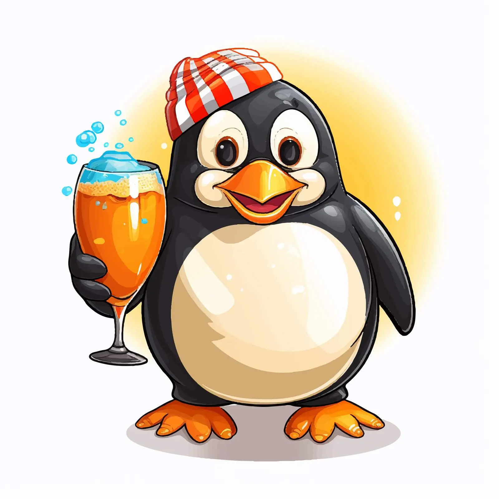 Cheerful Penguin with Beer and Beach Ball Vector — free download from Dotvec