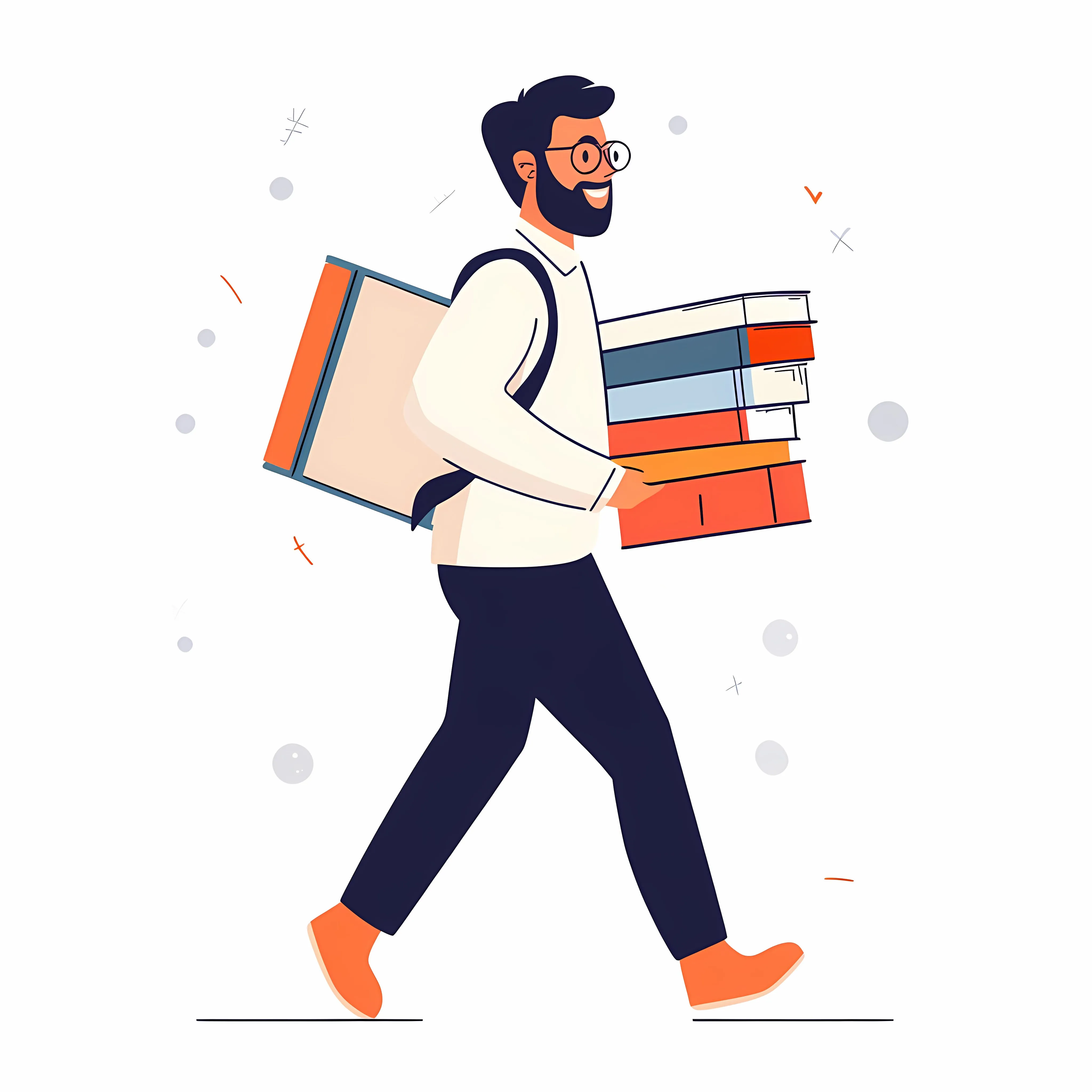 Cheerful Professor Carrying Books to Classroom — free download from Dotvec