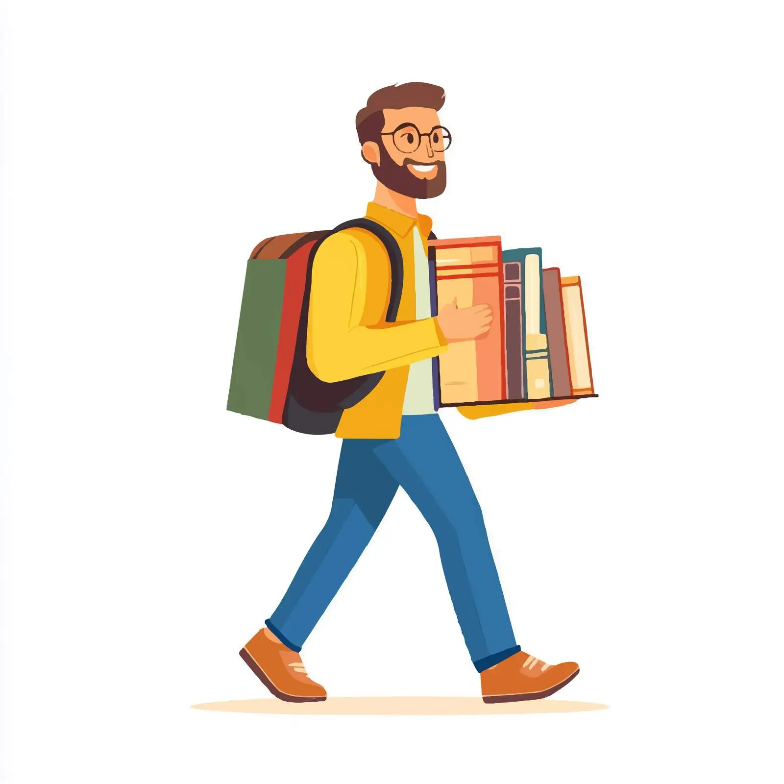 Cheerful Professor Bringing Books to Class — free download from Dotvec