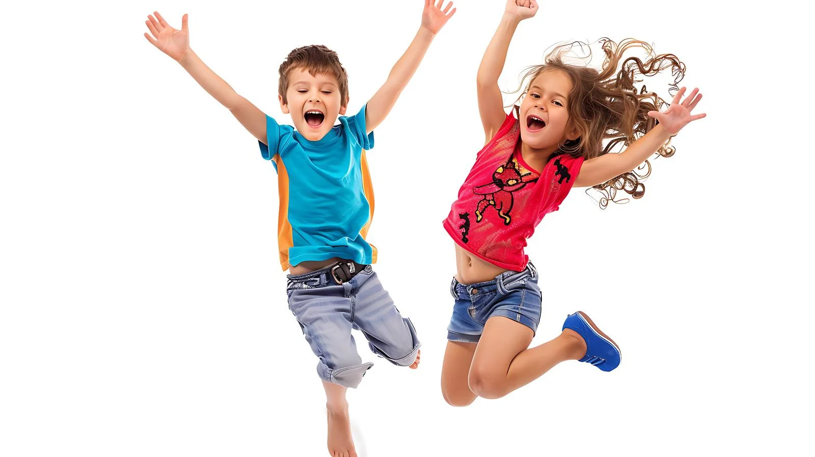Joyful Siblings Against White Background — free download from Dotvec