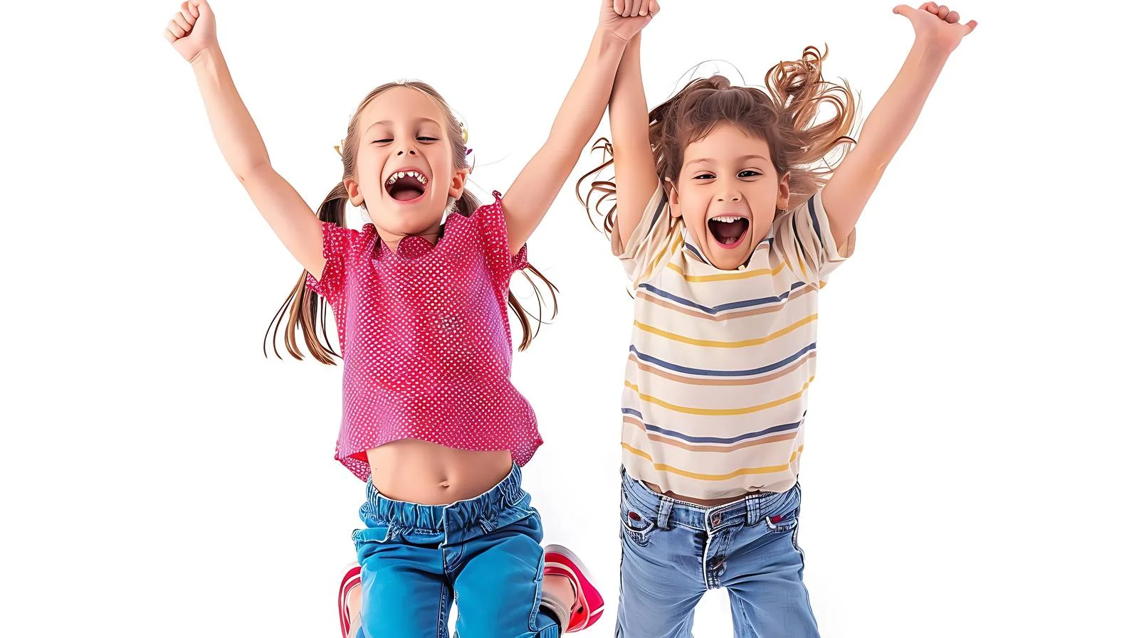 Cheerful Siblings Jumping Together — free download from Dotvec